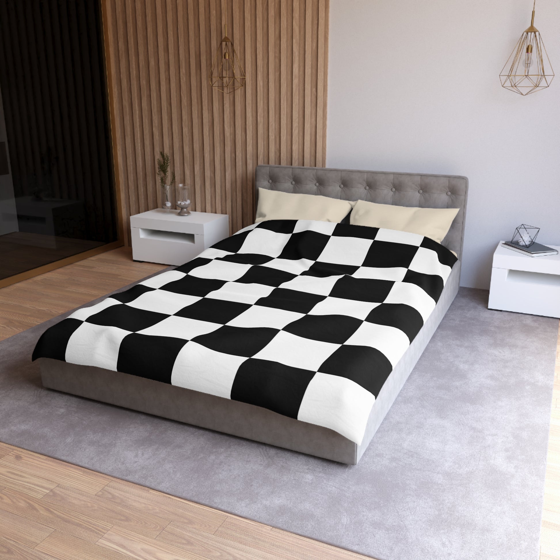 Checkerboard Black and White Microfiber Duvet Cover, Artsulli - Art is Long, Life is Short, Home Decor, , , , , , , 
