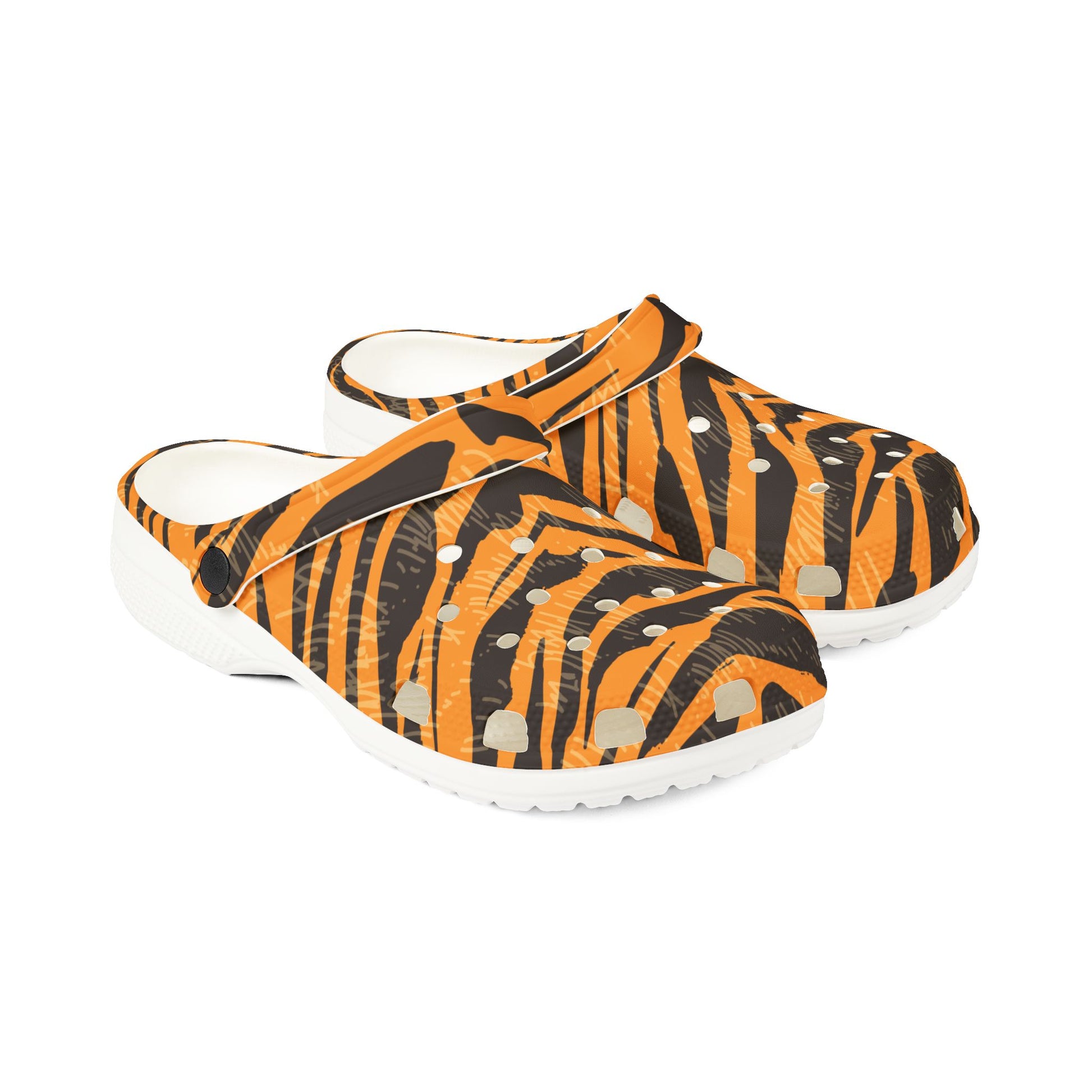 Tiger Scratches Orange and Black EVA Foam Rubber Shoes (AOP), Artsulli - Art is Long, Life is Short, Shoes, , , , , , , 