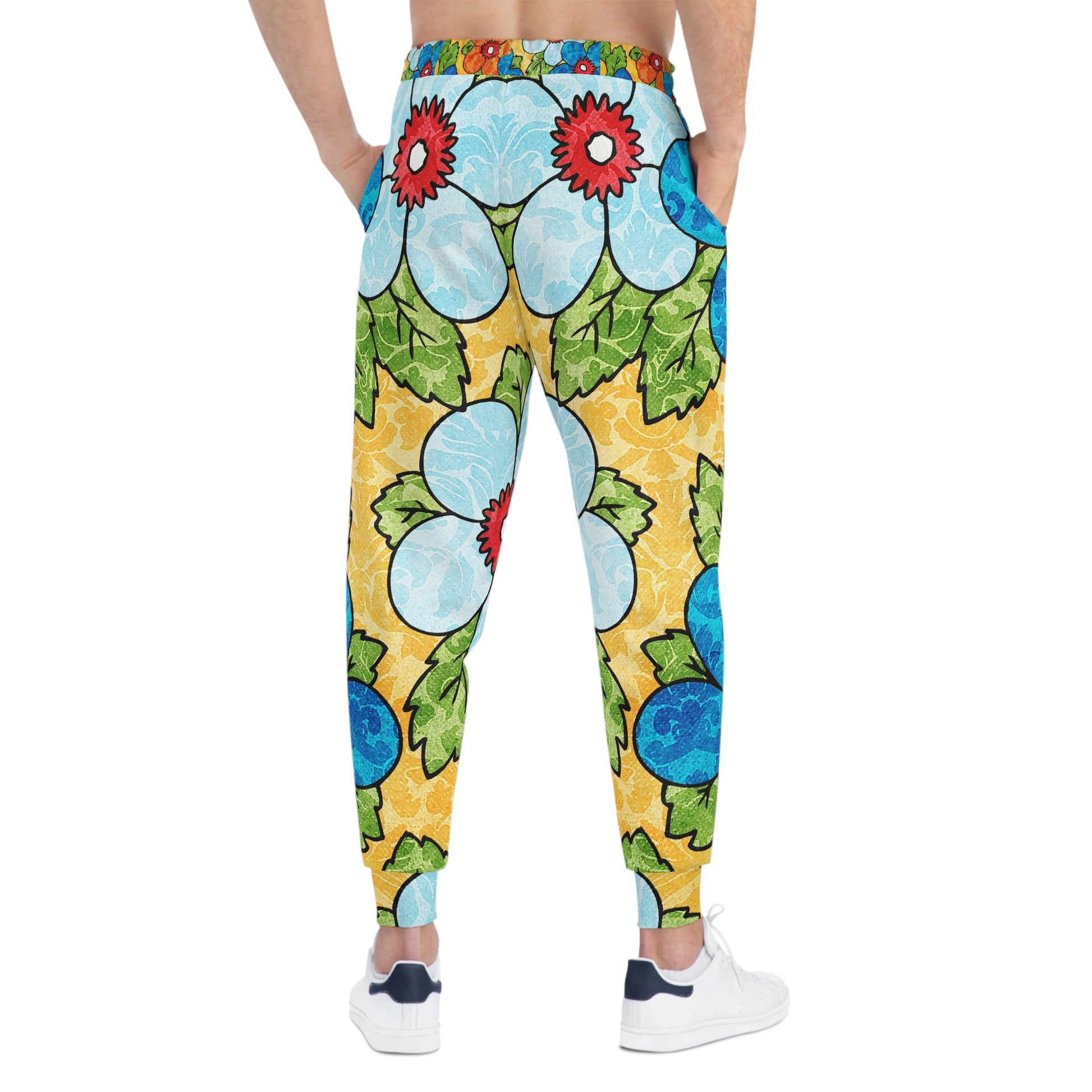 Groovy Yellow Floral Kl II Athletic Joggers (AOP), Artsulli - Art is Long, Life is Short, All Over Prints, , , , , , , 