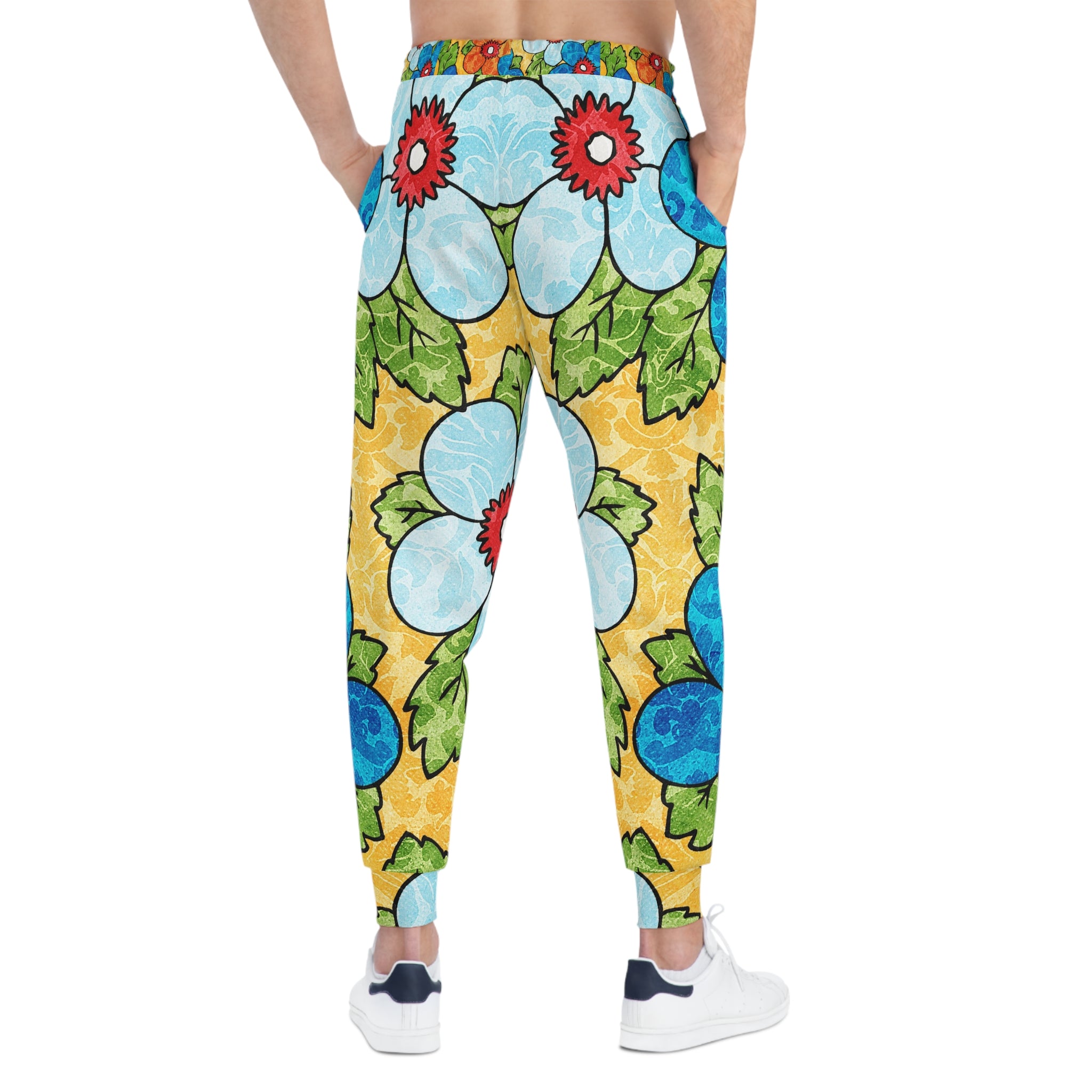 Groovy Yellow Floral Kl II Athletic Joggers (AOP), Artsulli - Art is Long, Life is Short, All Over Prints, , , , , , , 