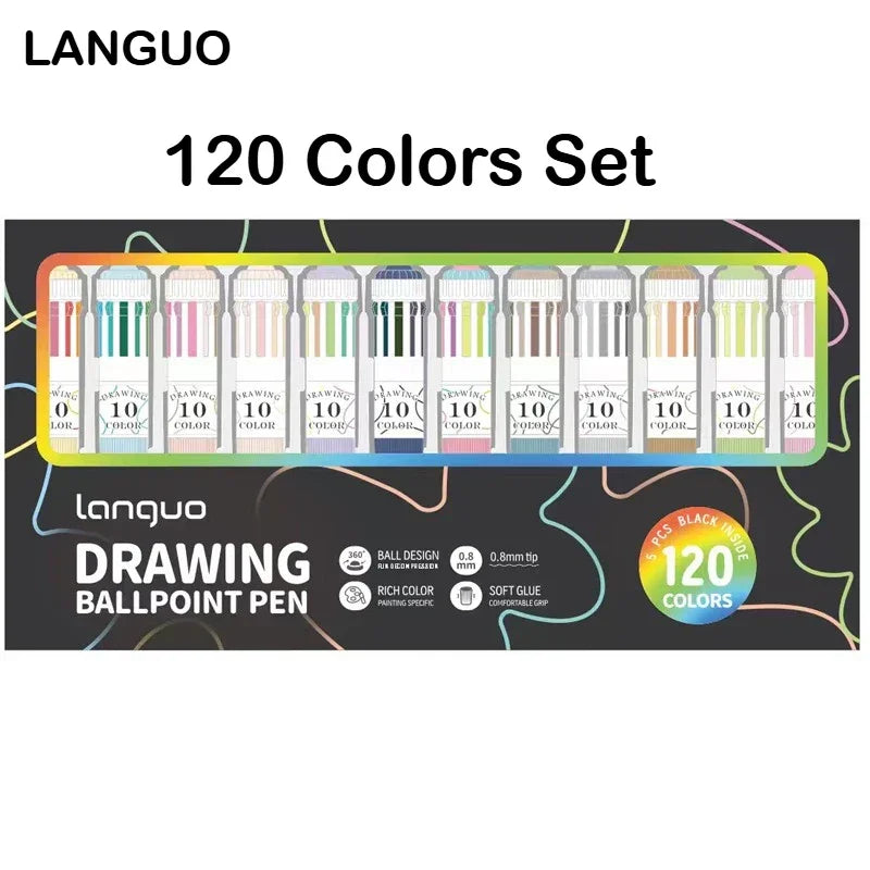 Buy The Best By Artsulli - Art is Long Life Short - Languo 120/10 Color Ballpoint Pen Cartoon 0.8mm Soft Grip Press Multicolor Writing