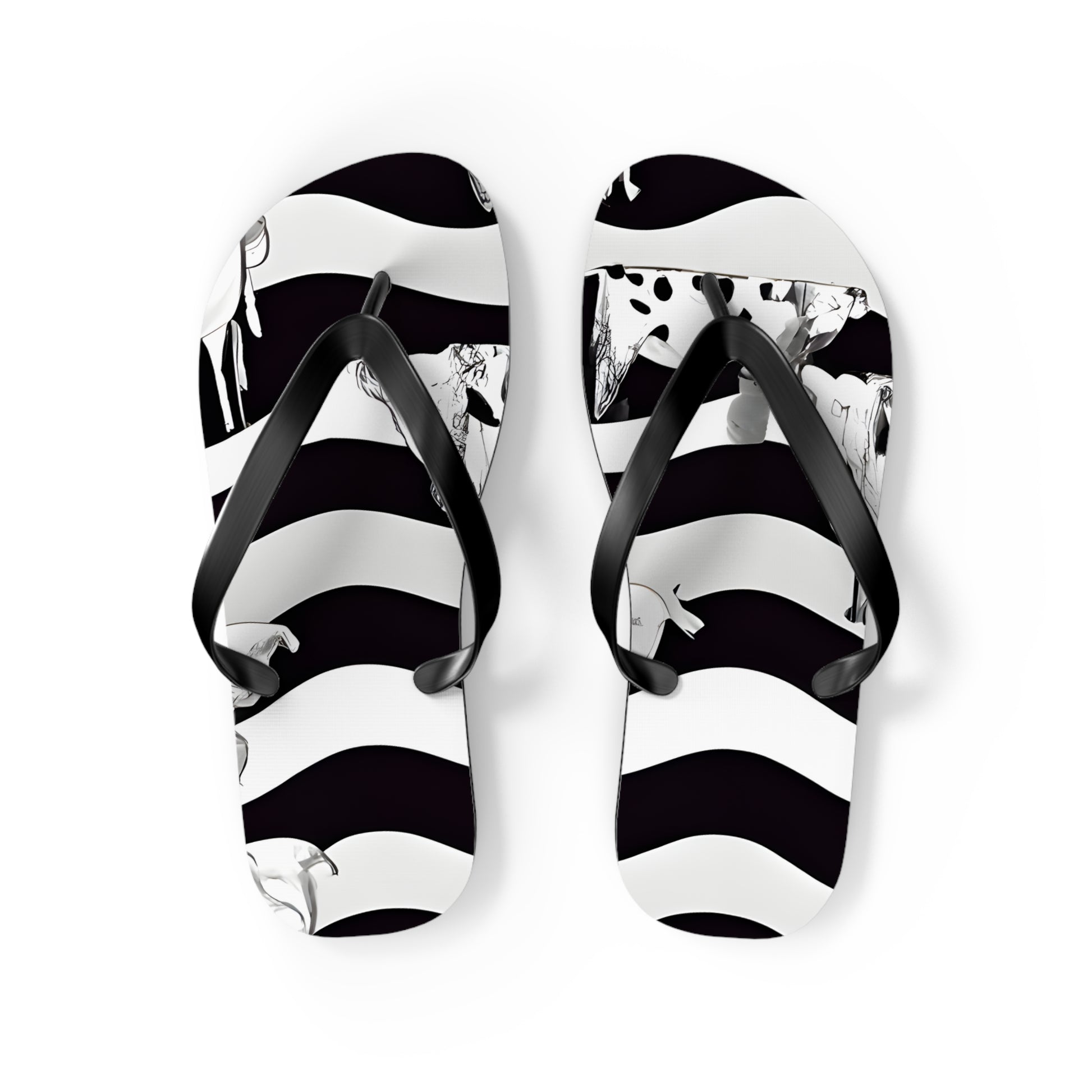 Cruellas Cattle Line Flip Flops, Artsulli - Art is Long, Life is Short, Shoes, Size, M, Color, Black sole, , , 36692785522124