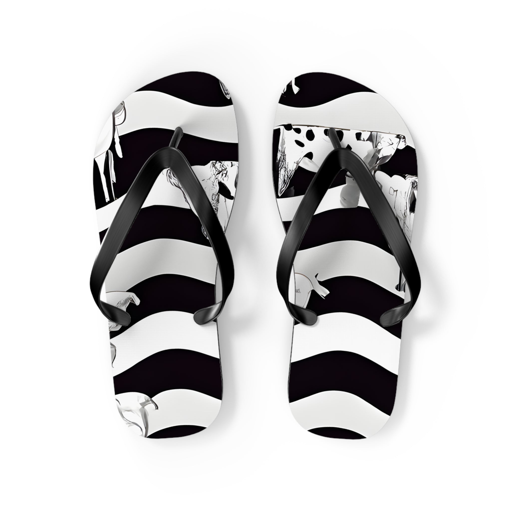 Cruellas Cattle Line Flip Flops, Artsulli - Art is Long, Life is Short, Shoes, Size, M, Color, Black sole, , , 36692785522124