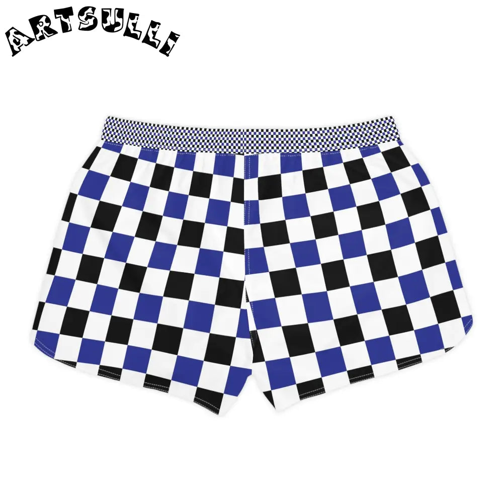 JAKKOUTTHEBXX Checkerboard Multi-Color Blue Women’s Casual Shorts