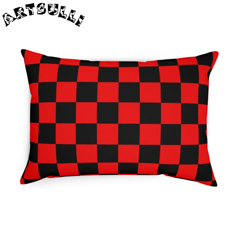 JAKKOUTTHEBXX Checkerboard Red and Black Cushion JAKKOUTTHEBXX