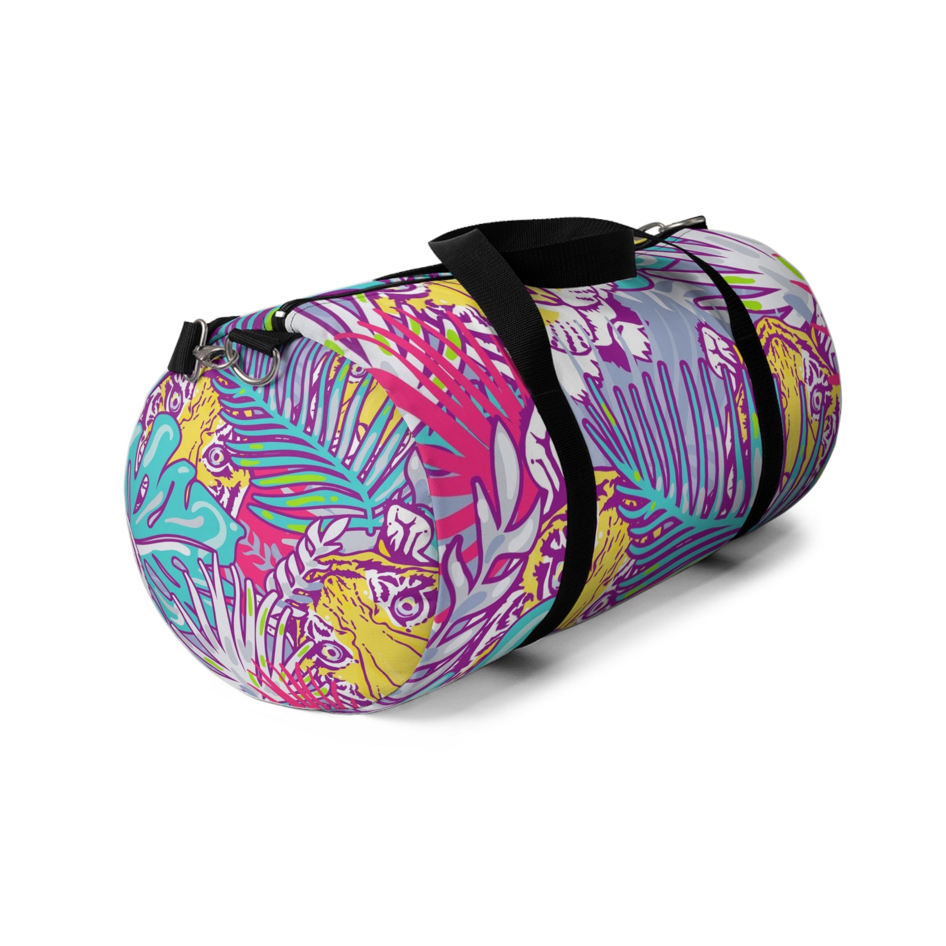 Tropical Floral Tigers Torquise and Purple Duffel Bag, Artsulli - Art is Long, Life is Short, Bags, , , , , , , 