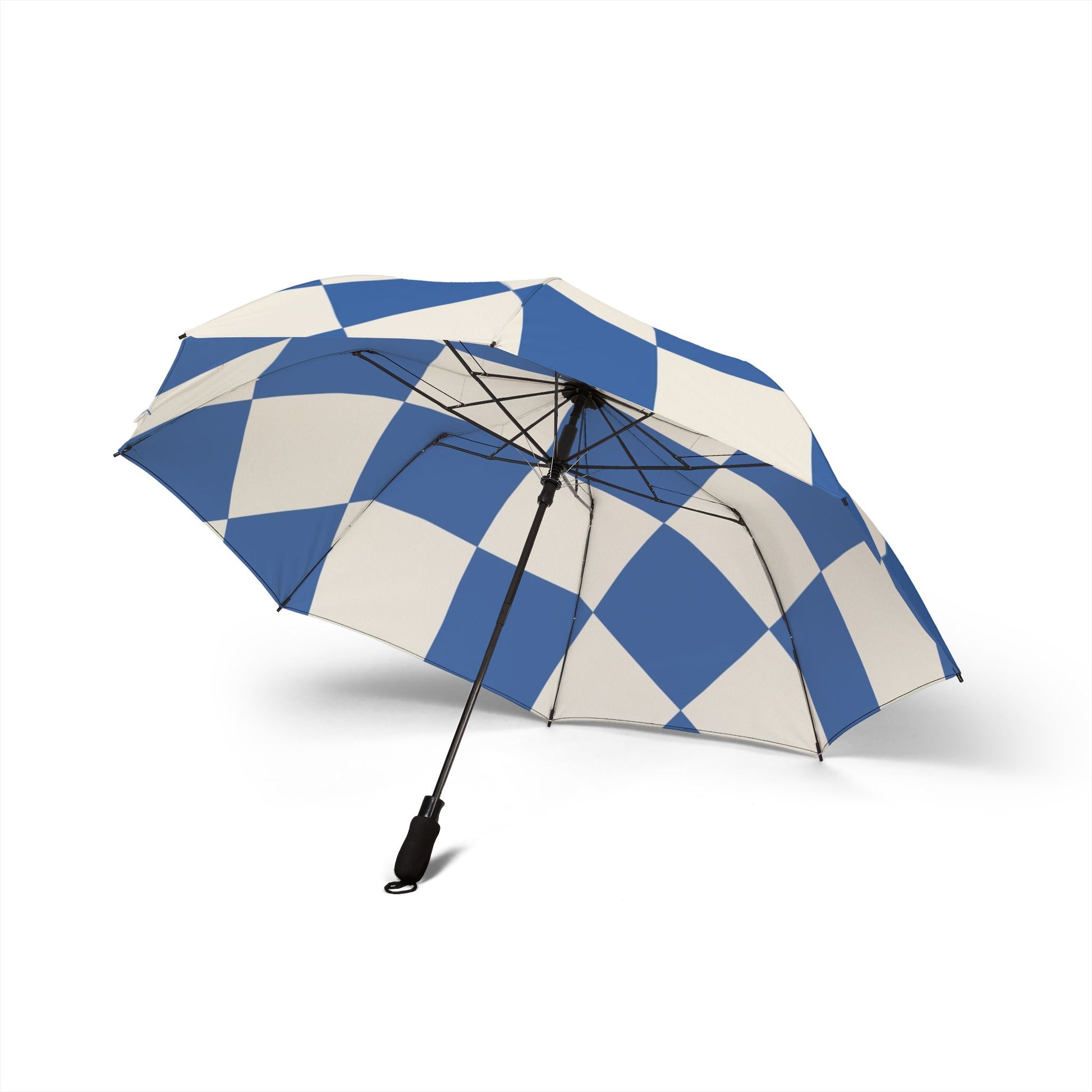 Checkerboard Blue Semi-Automatic Foldable Umbrella, Artsulli - Art is Long, Life is Short, Accessories, , , , , , , 