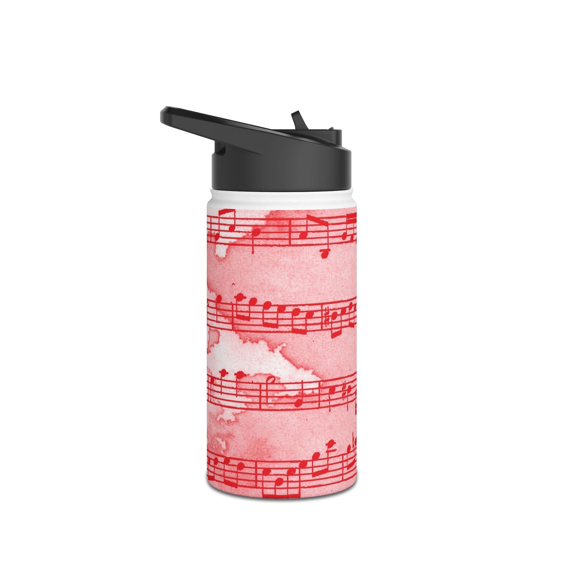 Drip Spill Type Beat Sheet Music Red Stainless Steel Water Bottle, Standard Lid, Artsulli - Art is Long, Life is Short, Mug, , , , , , , 