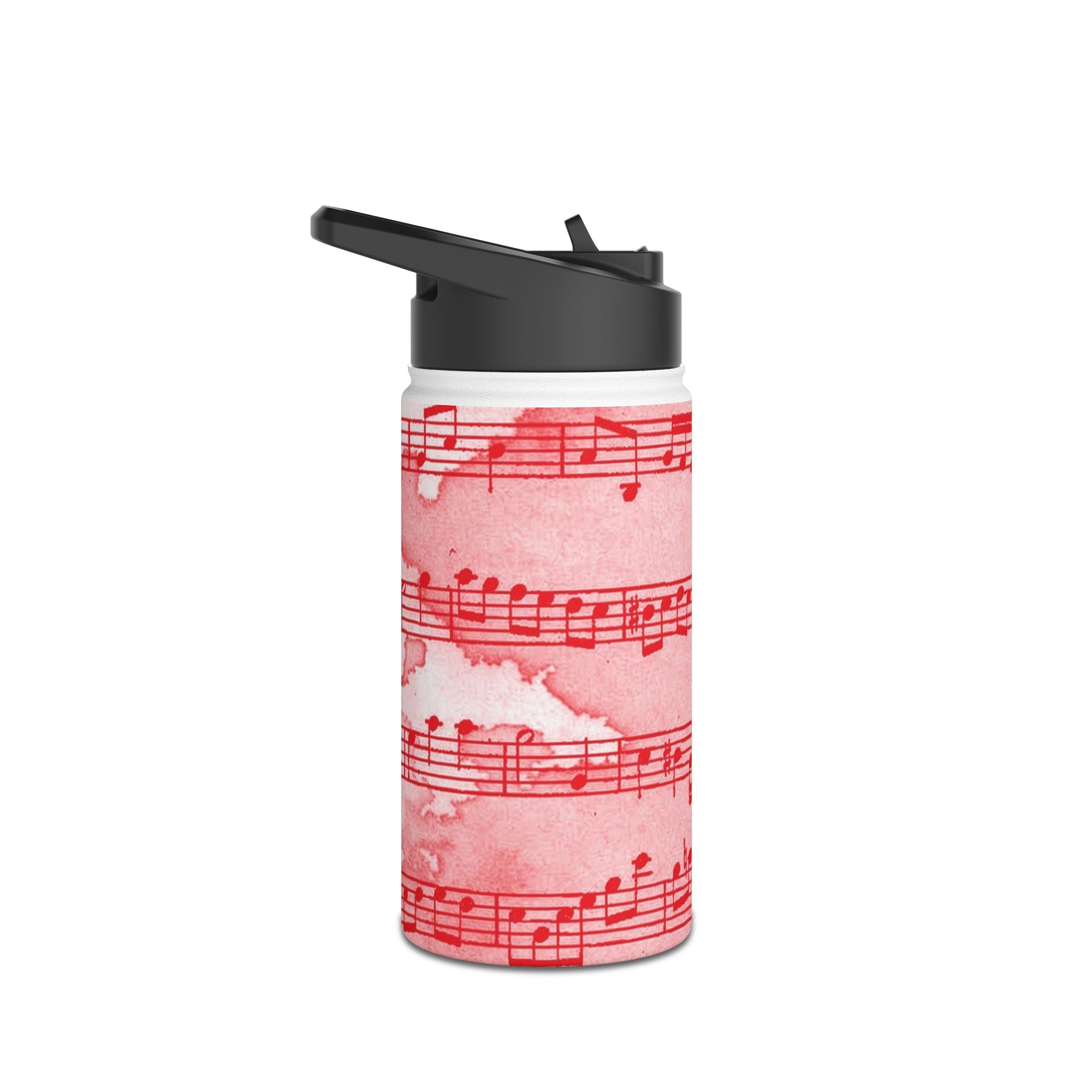 Drip Spill Type Beat Sheet Music Red Stainless Steel Water Bottle, Standard Lid, Artsulli - Art is Long, Life is Short, Mug, , , , , , , 