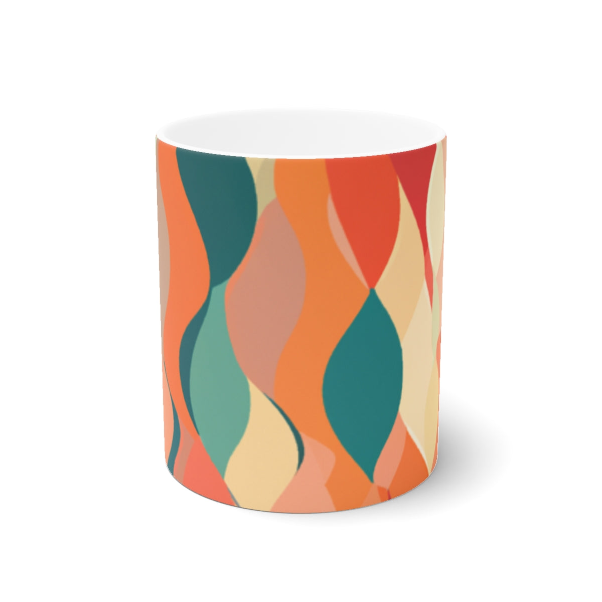 70s Sienna FlowWhite Ceramic Mug, 11oz and 15ozSandyBrown