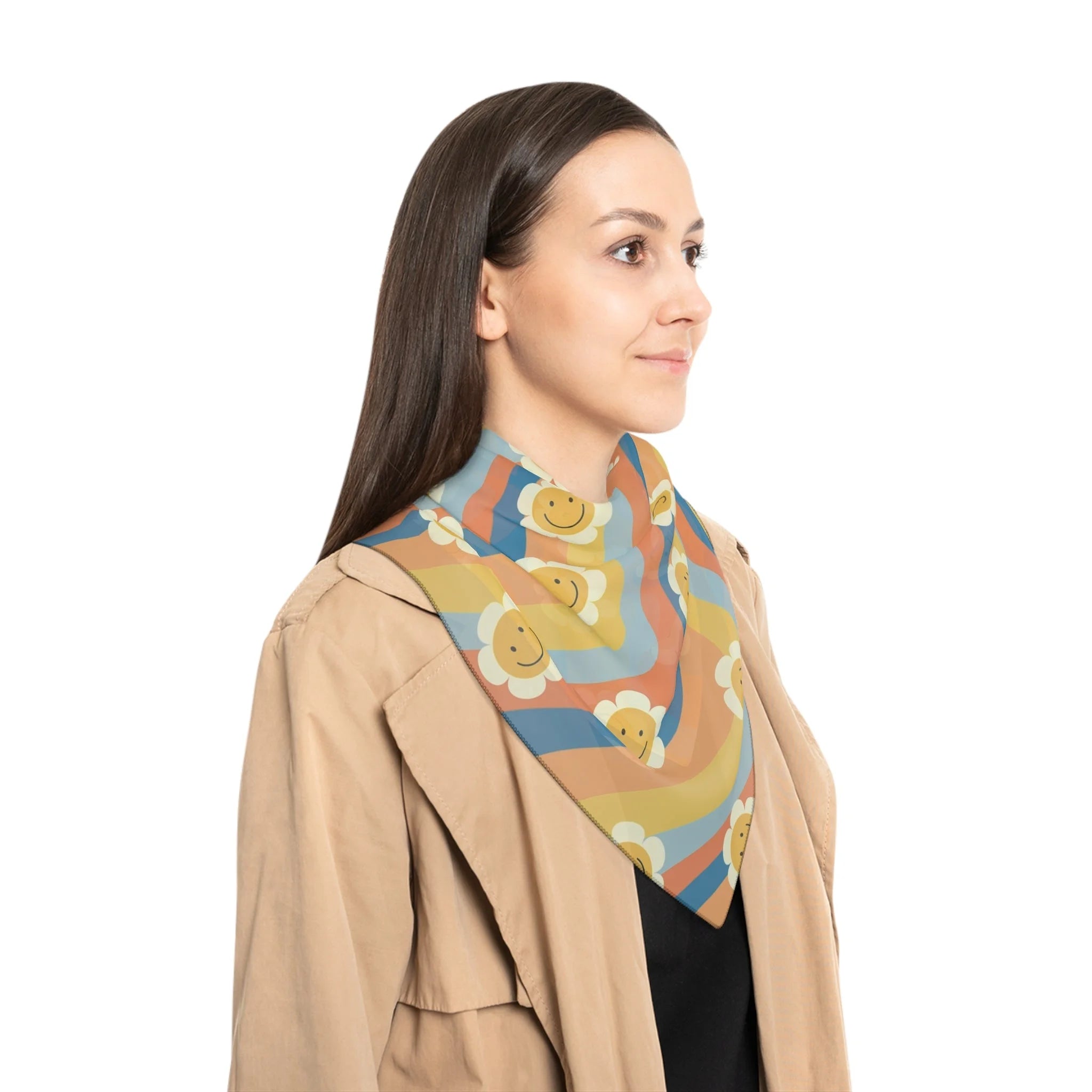 70s Smiley Wave High Quality Poly Scarf, Artsulli - Art is Long, Life is Short, Accessories, , , , , , , 