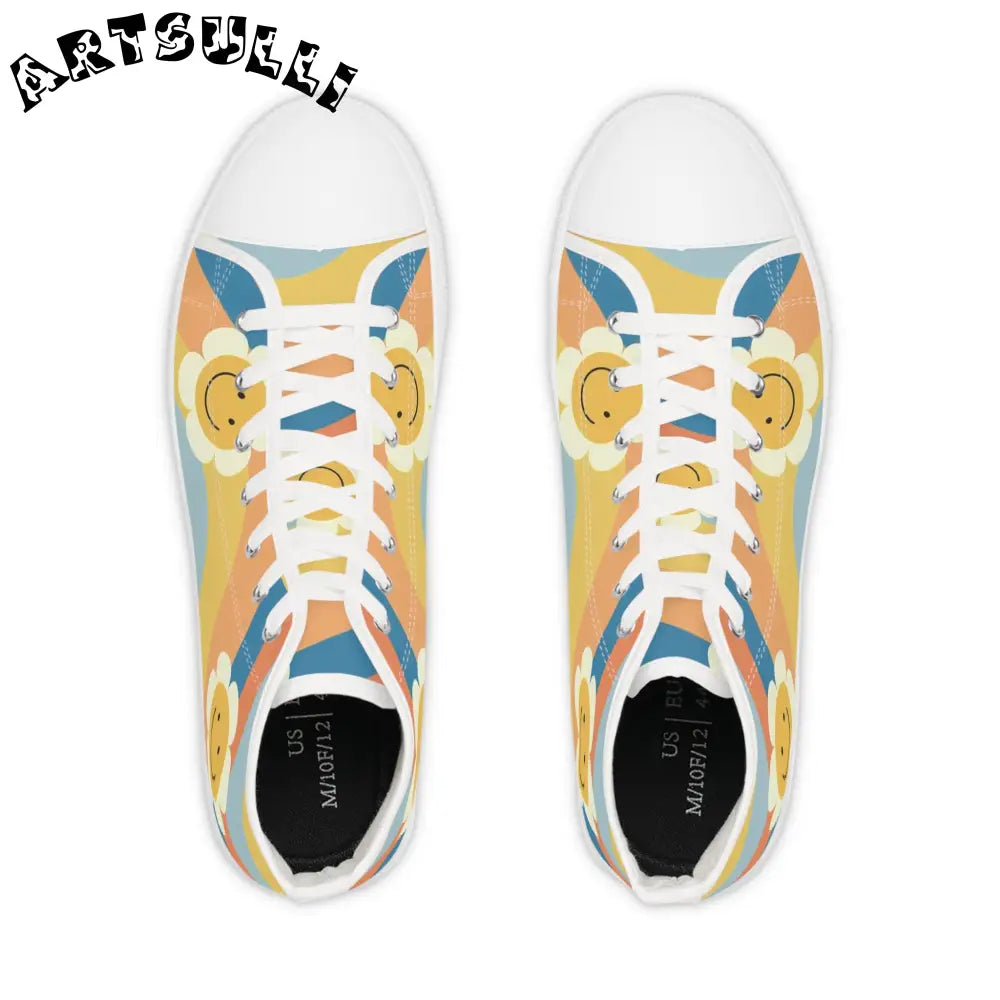 70s Smiley Wave High Top Sneakers, Artsulli - Art is Long, Life is Short, Shoes, , , , , , , 