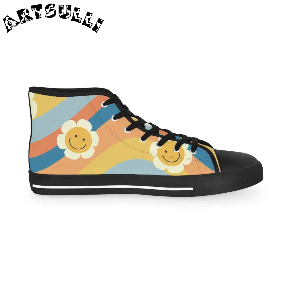70s Smiley Wave High Top Sneakers, Artsulli - Art is Long, Life is Short, Shoes, , , , , , , 