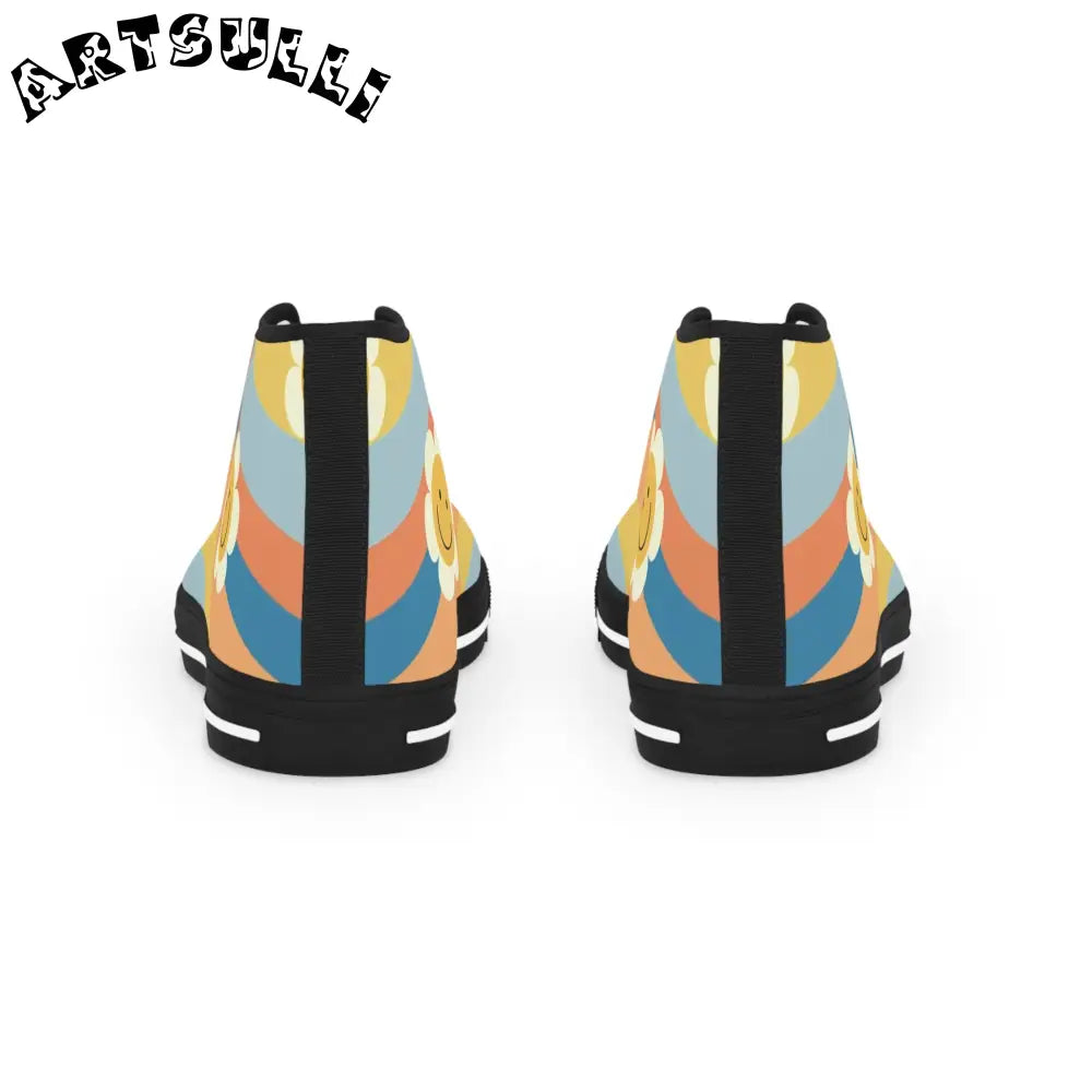 70s Smiley Wave High Top Sneakers, Artsulli - Art is Long, Life is Short, Shoes, , , , , , , 