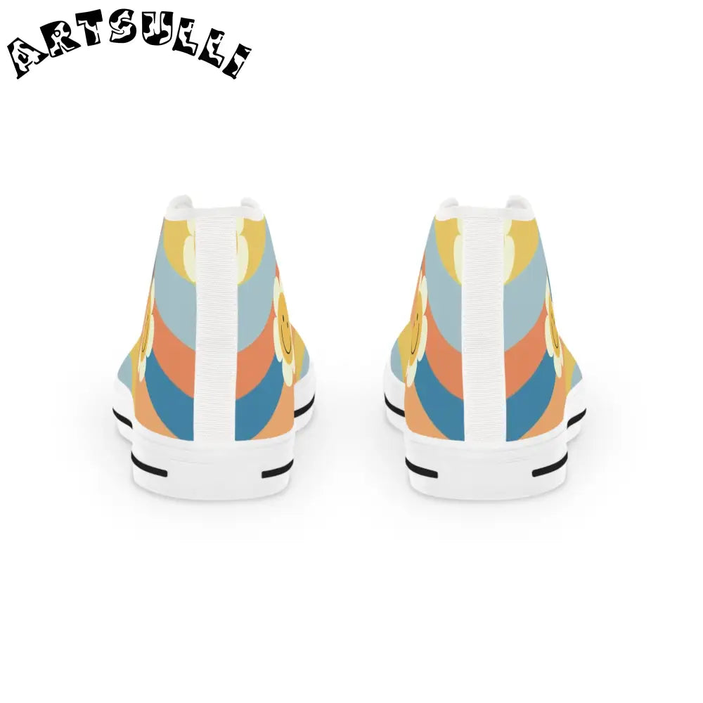 70s Smiley Wave High Top Sneakers, Artsulli - Art is Long, Life is Short, Shoes, , , , , , , 
