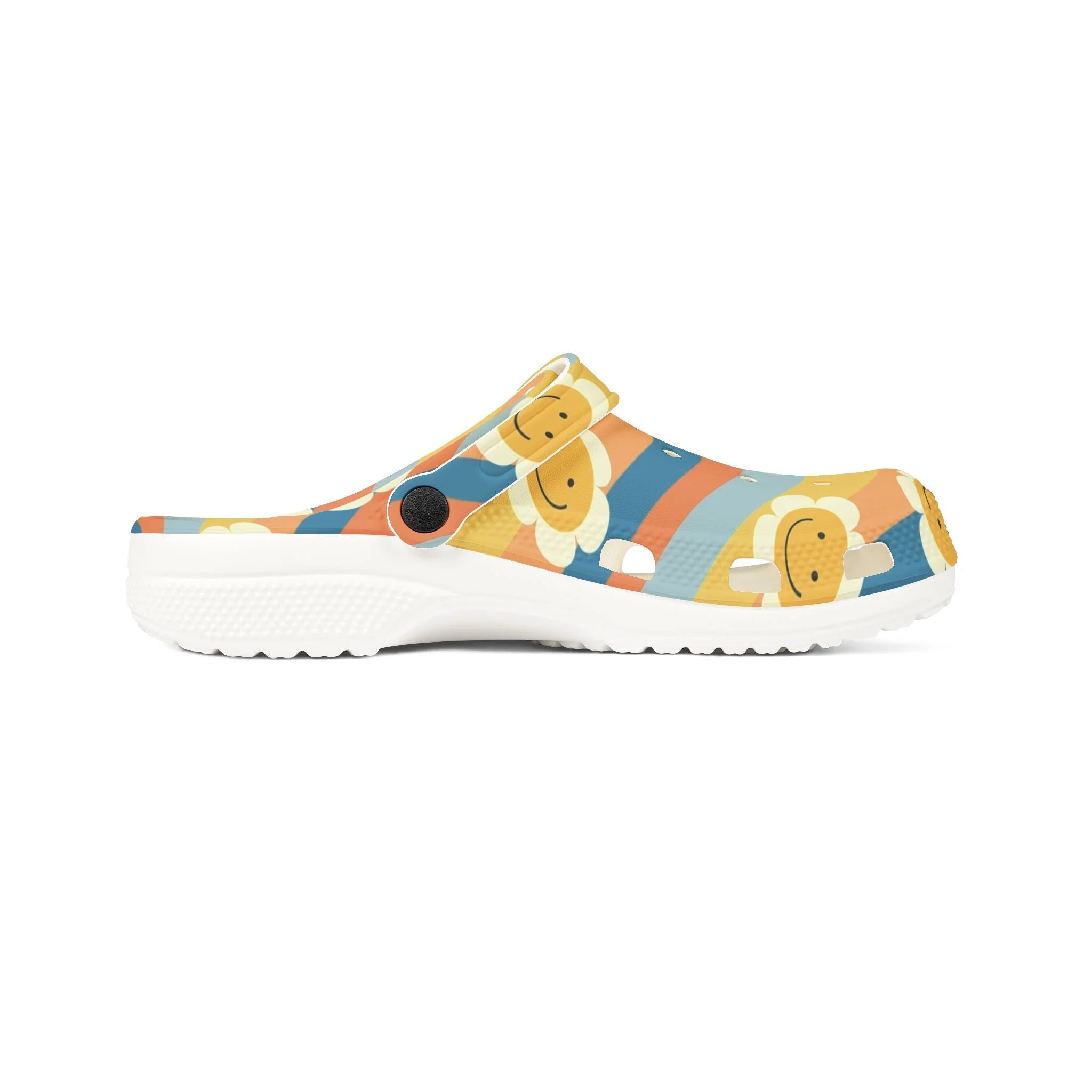 70s Smiley Wave Illustration Printed EVA Foam Clogs, Artsulli - Art is Long, Life is Short, Shoes, , , , , , , 