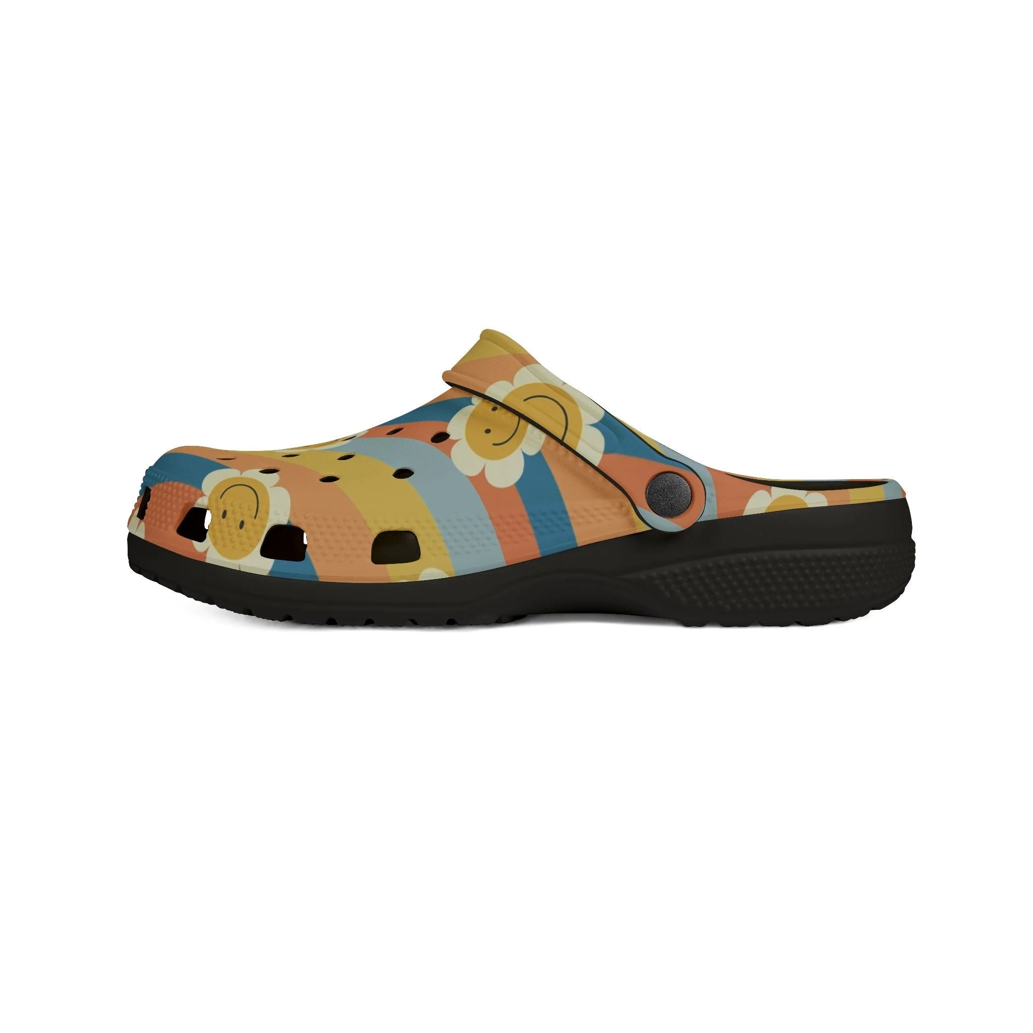 70s Smiley Wave Illustration Printed EVA Foam Clogs, Artsulli - Art is Long, Life is Short, Shoes, , , , , , , 