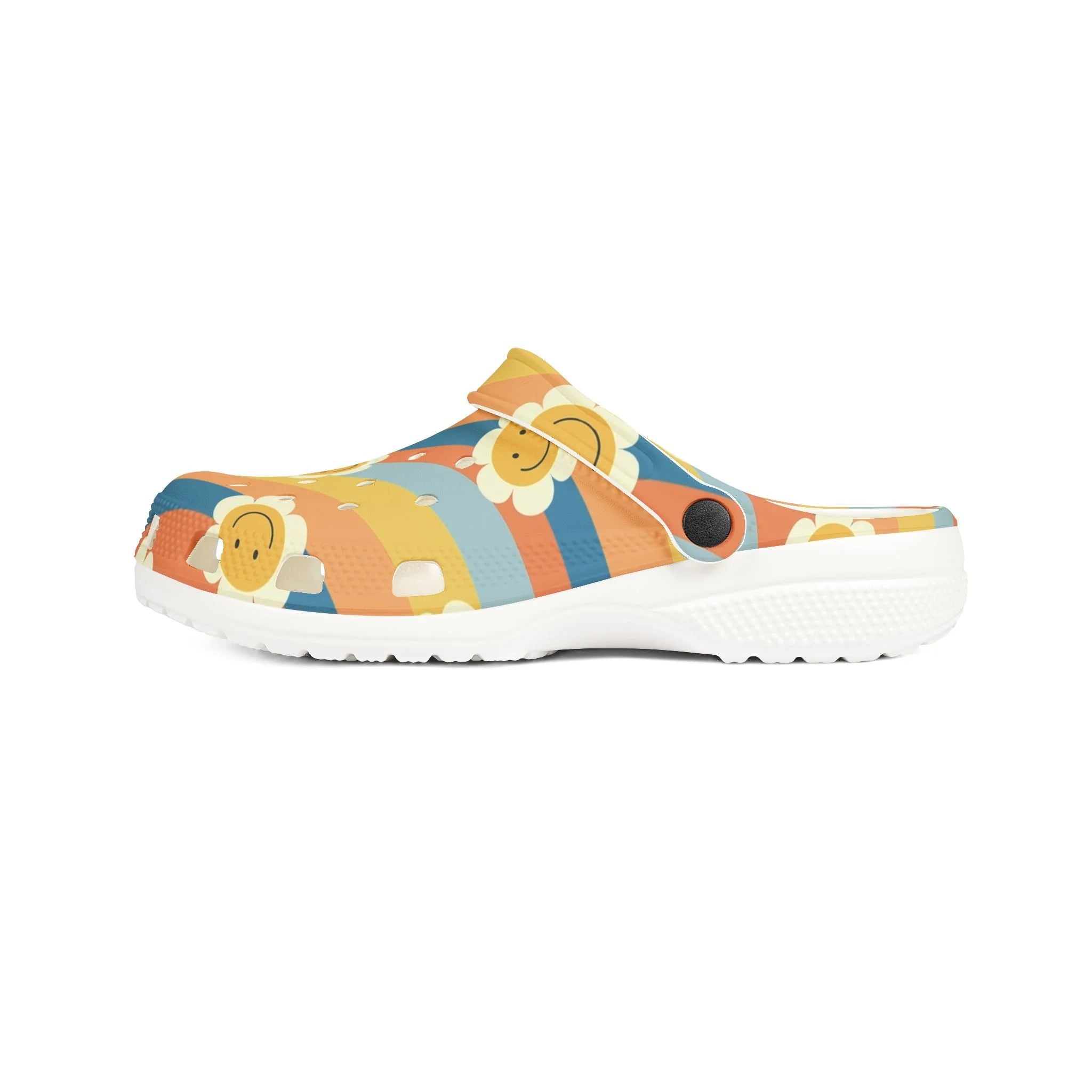 70s Smiley Wave Illustration Printed EVA Foam Clogs, Artsulli - Art is Long, Life is Short, Shoes, , , , , , , 