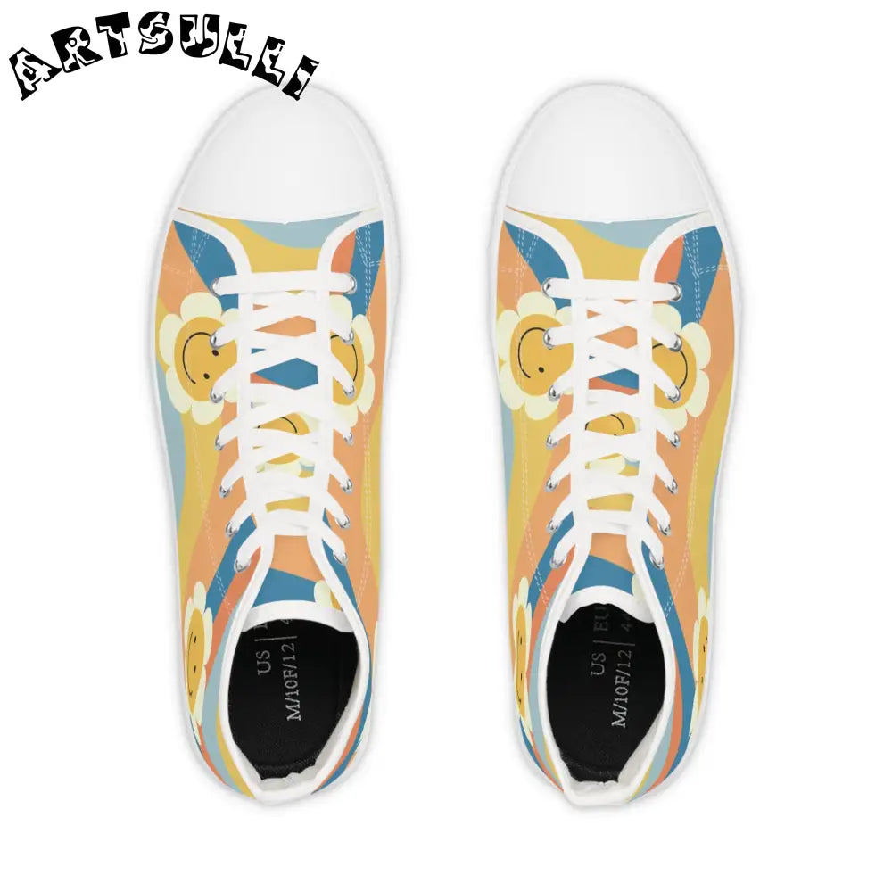 JAKKOUTTHEBXX 70s Smiley Wave Men’s High Top Canvas Sneakers 2025