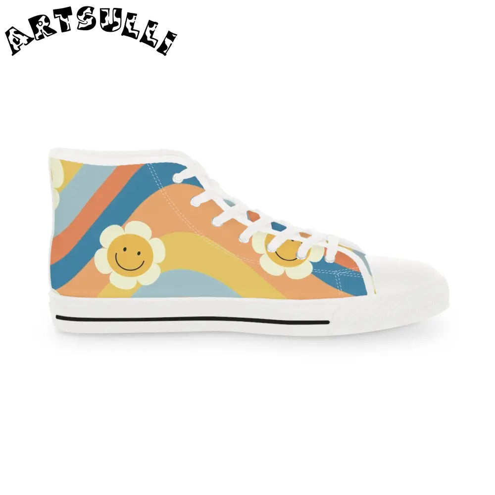 JAKKOUTTHEBXX 70s Smiley Wave Men’s High Top Canvas Sneakers 2025
