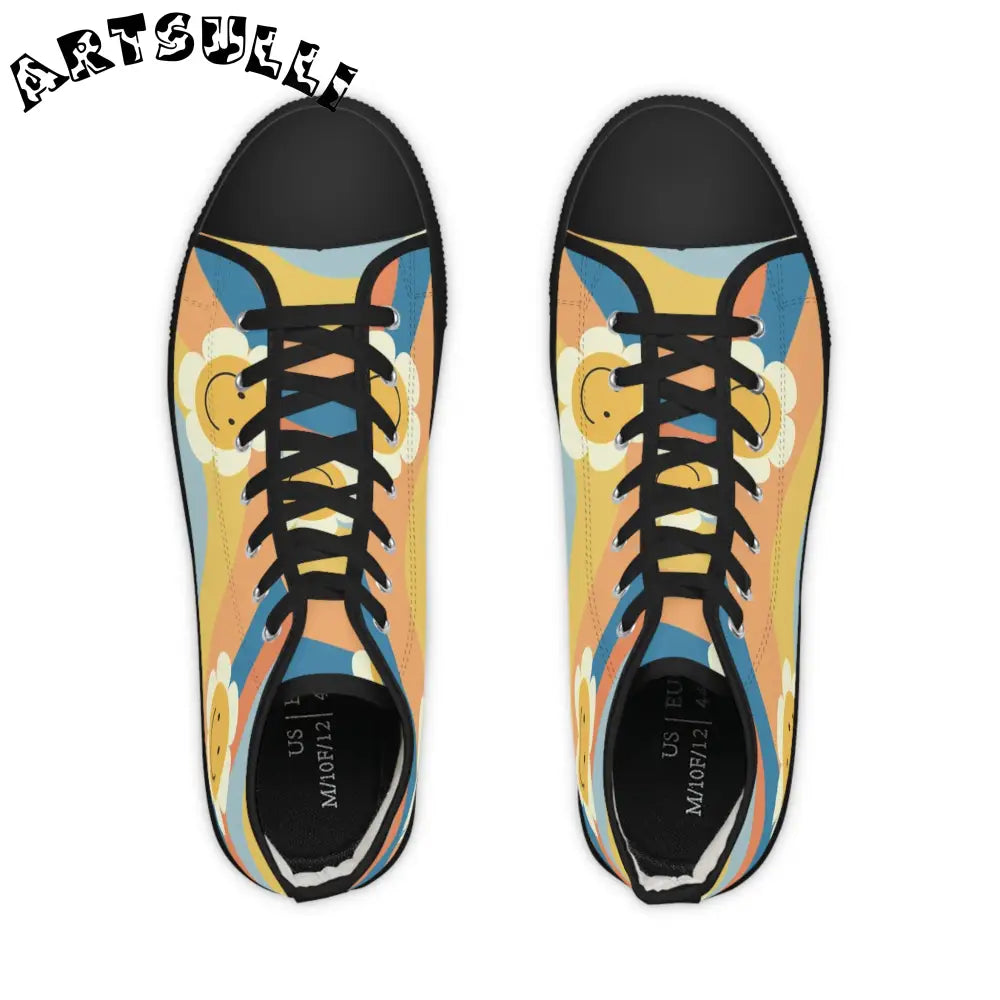 JAKKOUTTHEBXX 70s Smiley Wave Men’s High Top Canvas Sneakers 2025