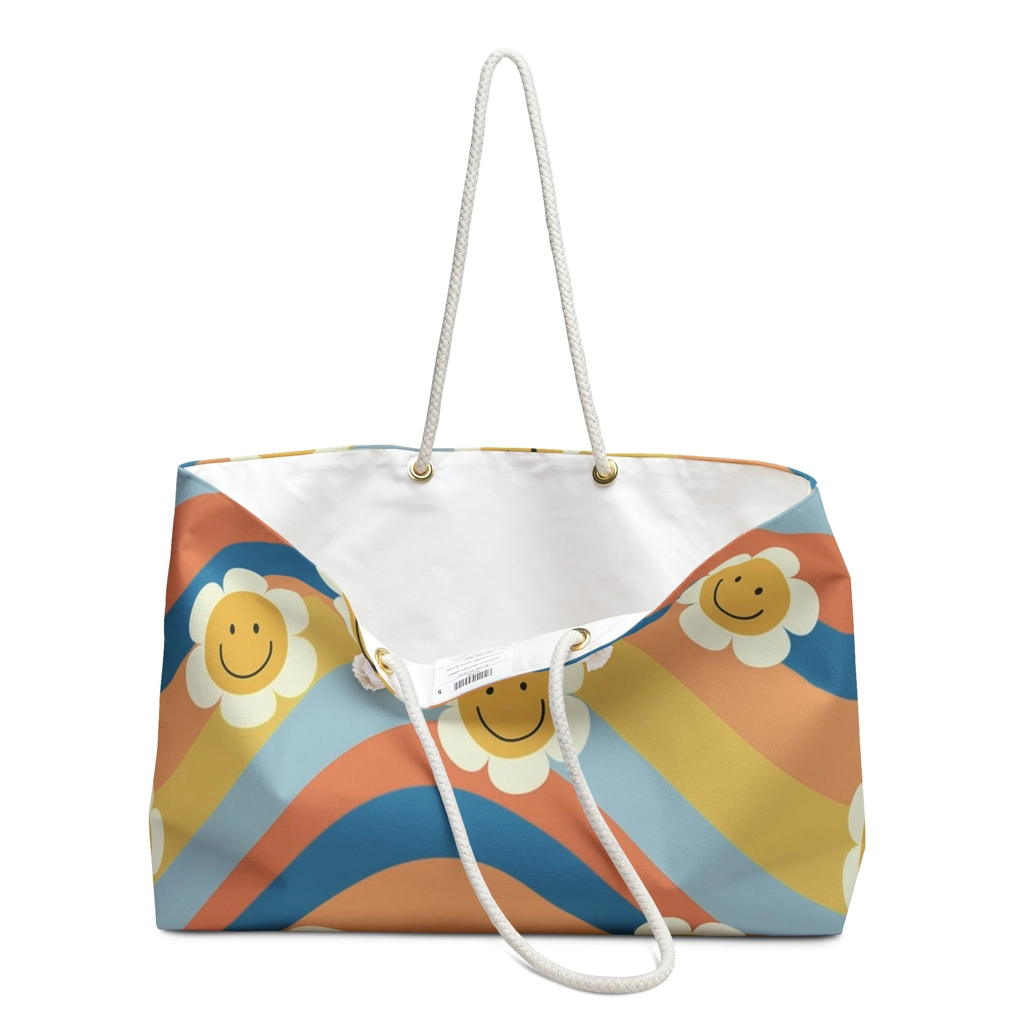 70s Smiley Wave Oversized Weekender Tote, Artsulli - Art is Long, Life is Short, Bags, , , , , , , 