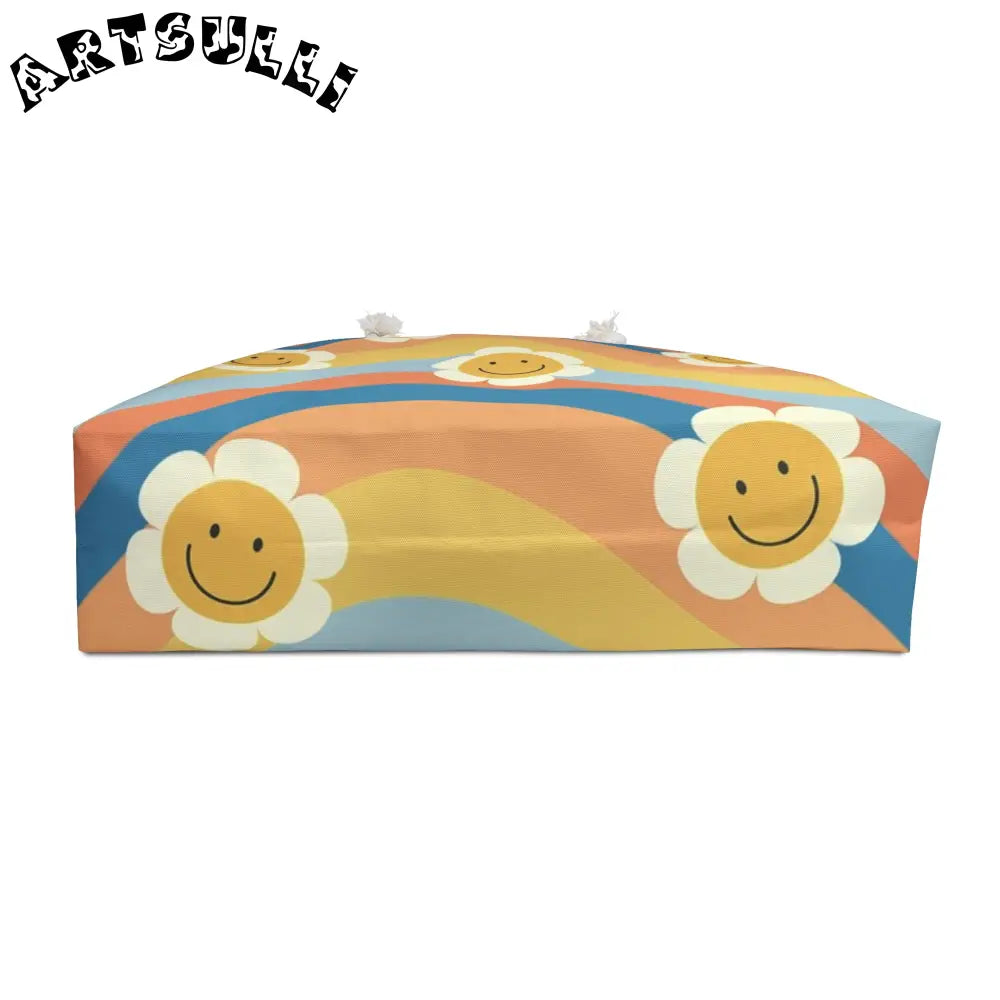 70s Smiley Wave Oversized Weekender Tote, Artsulli - Art is Long, Life is Short, Bags, , , , , , , 