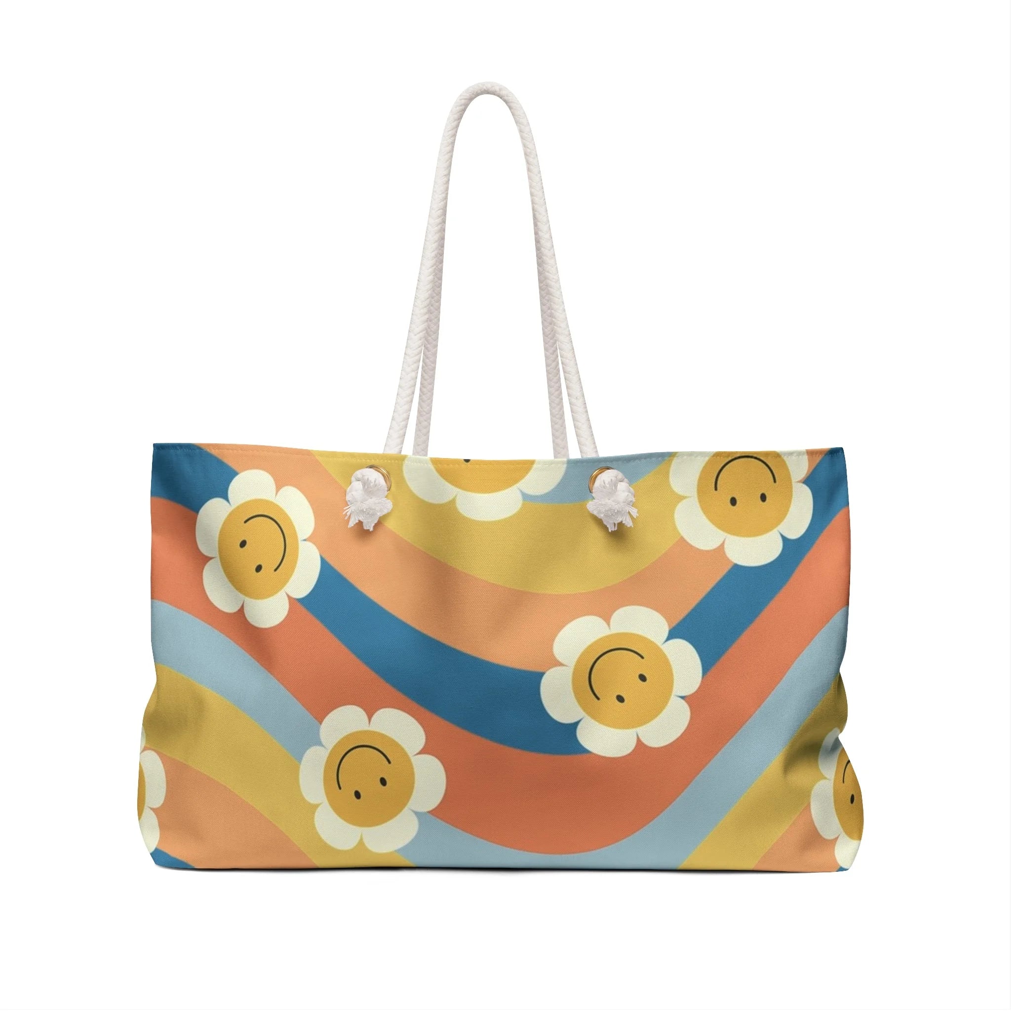 70s Smiley Wave Oversized Weekender Tote, Artsulli - Art is Long, Life is Short, Bags, , , , , , , 