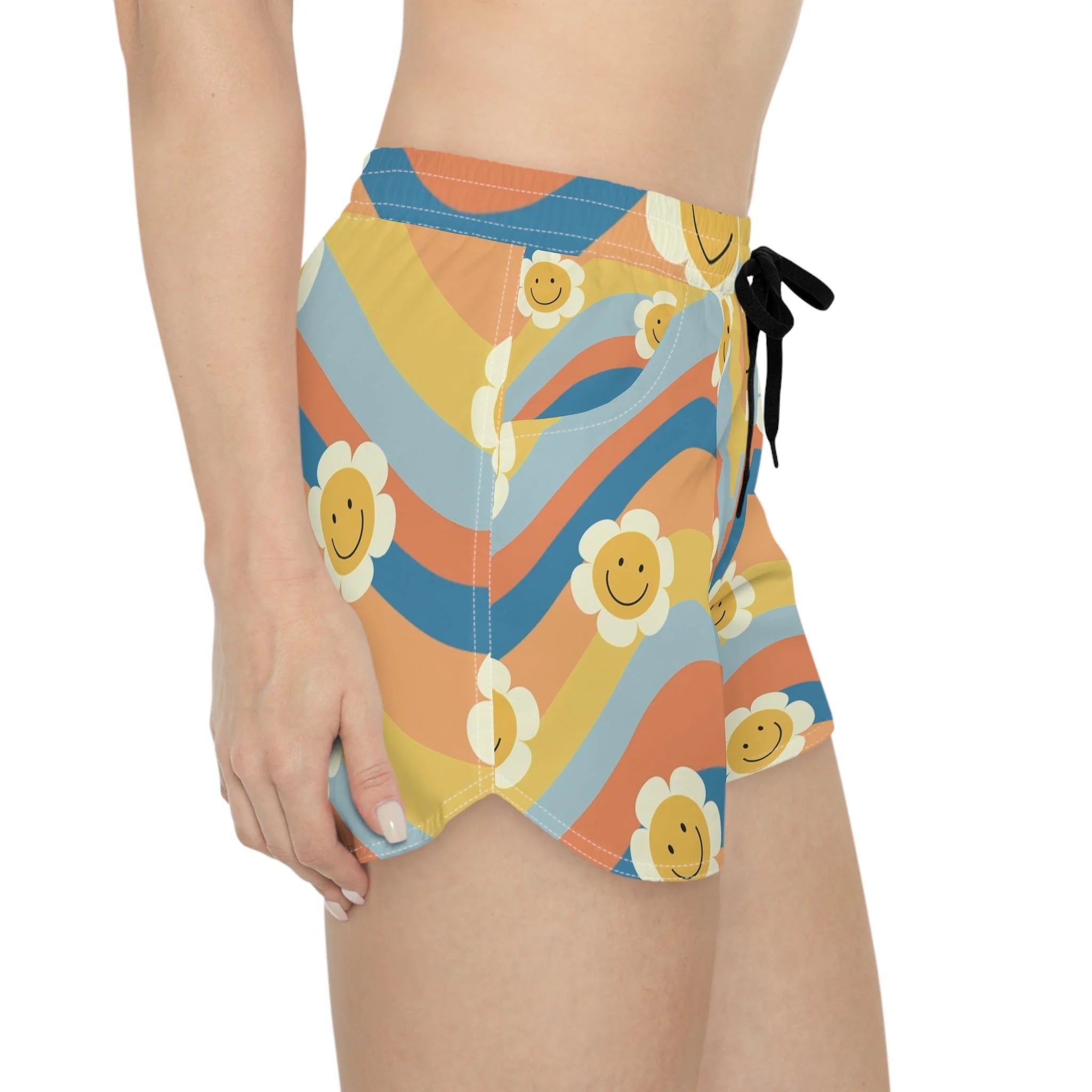 70s Smiley Wave Shorts Displays Style, Artsulli - Art is Long, Life is Short, All Over Prints, , , , , , , 