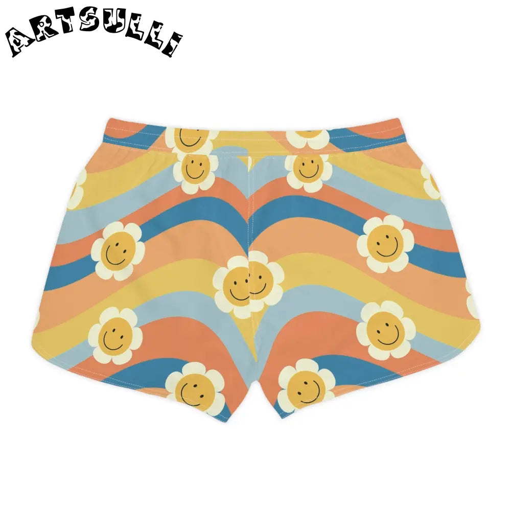 70s Smiley Wave Shorts Displays Style, Artsulli - Art is Long, Life is Short, All Over Prints, , , , , , , 