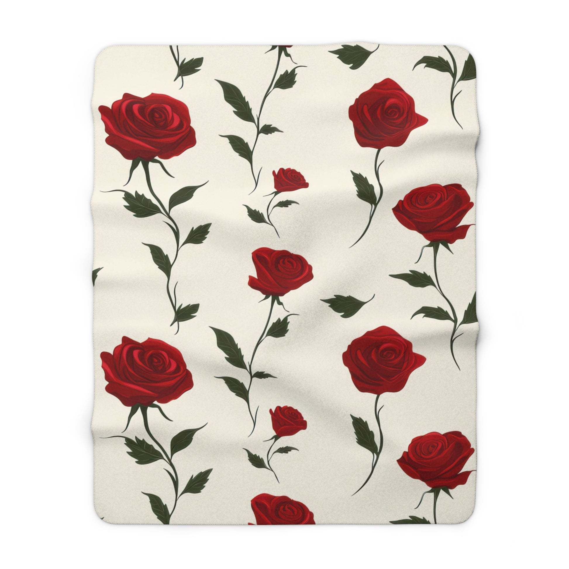 Red Roses Sherpa Fleece Blanket, Artsulli - Art is Long, Life is Short, Home Decor, Size, 60" × 80", , , , , 10489182203805
