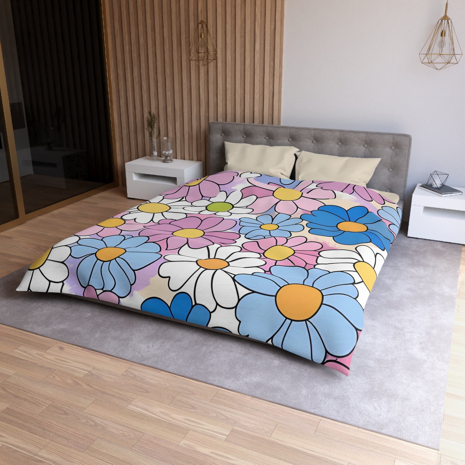 Flower Hour Purple and Blue Microfiber Duvet Cover, Artsulli - Art is Long, Life is Short, Home Decor, , , , , , , 