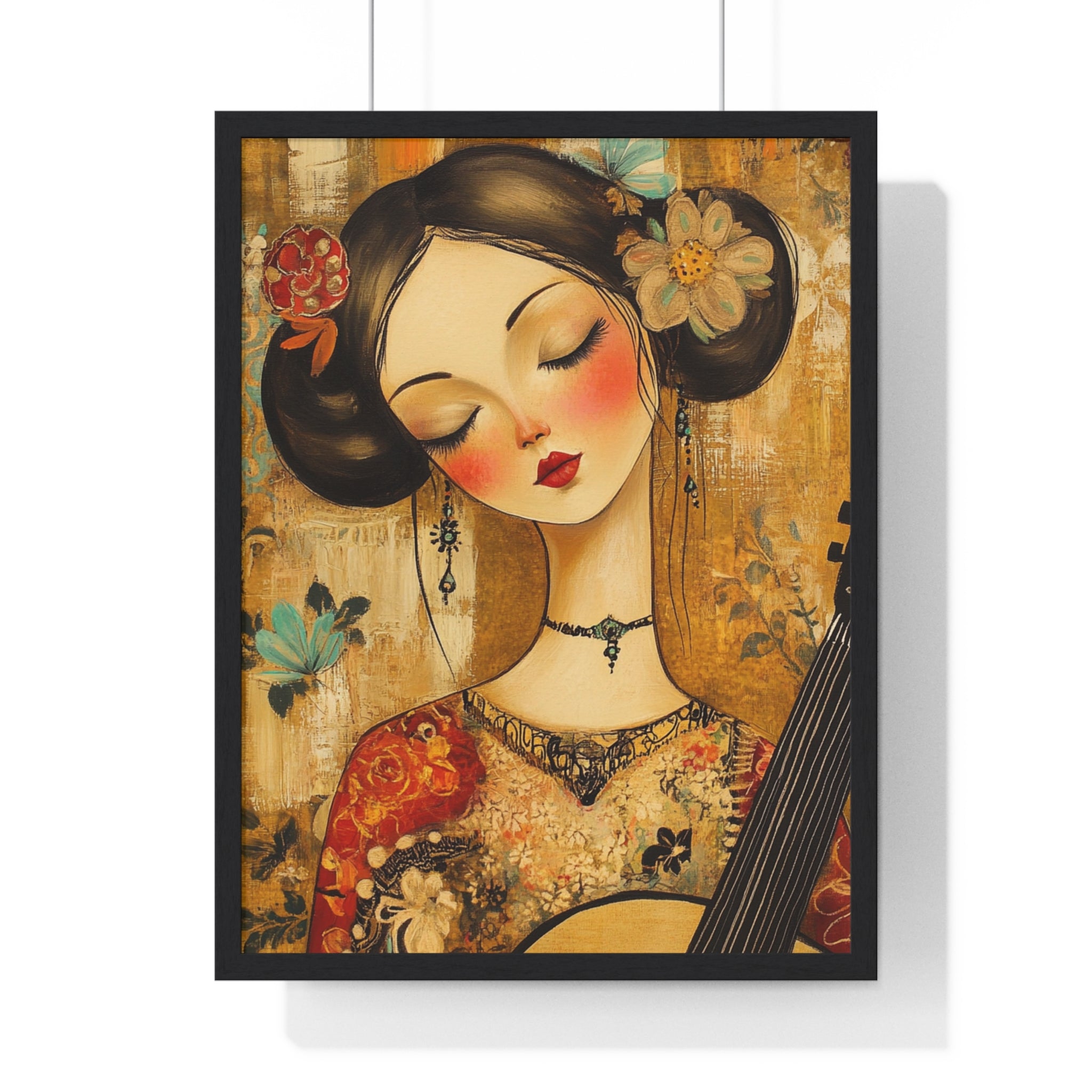 Woman With A Guitar Vertical Framed Poster, Artsulli - Art is Long, Life is Short, Poster, Size, 18″ x 24″, Color, Black, , , 31826792784841687356