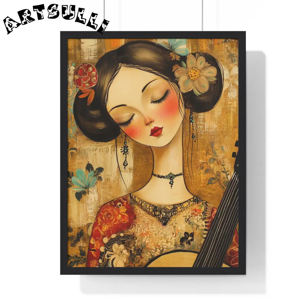 JAKKOUTTHEBXX Stylized Woman Musician Wood-Framed Poster 2025