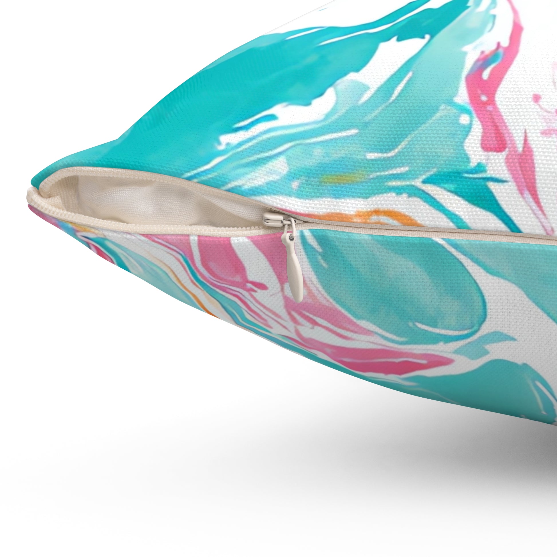 Liquid Pastel Spill Multi-Color Spun Polyester Square Pillow, Artsulli - Art is Long, Life is Short, Home Decor, , , , , , , 