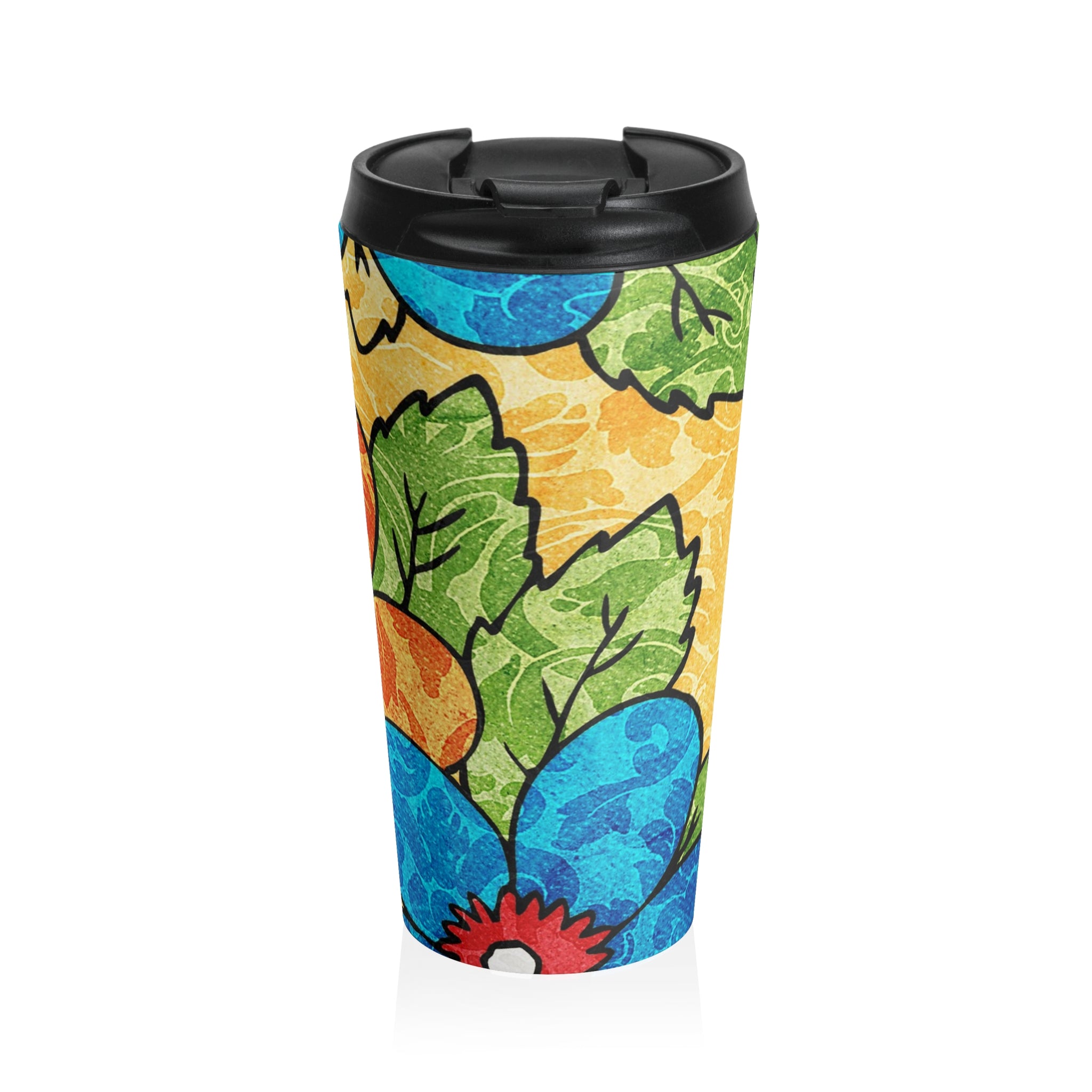 Groovy Yellow Floral Kl Stainless Steel Travel Mug, Artsulli - Art is Long, Life is Short, Mug, Size, 15oz, , , , , 53132862735256343649