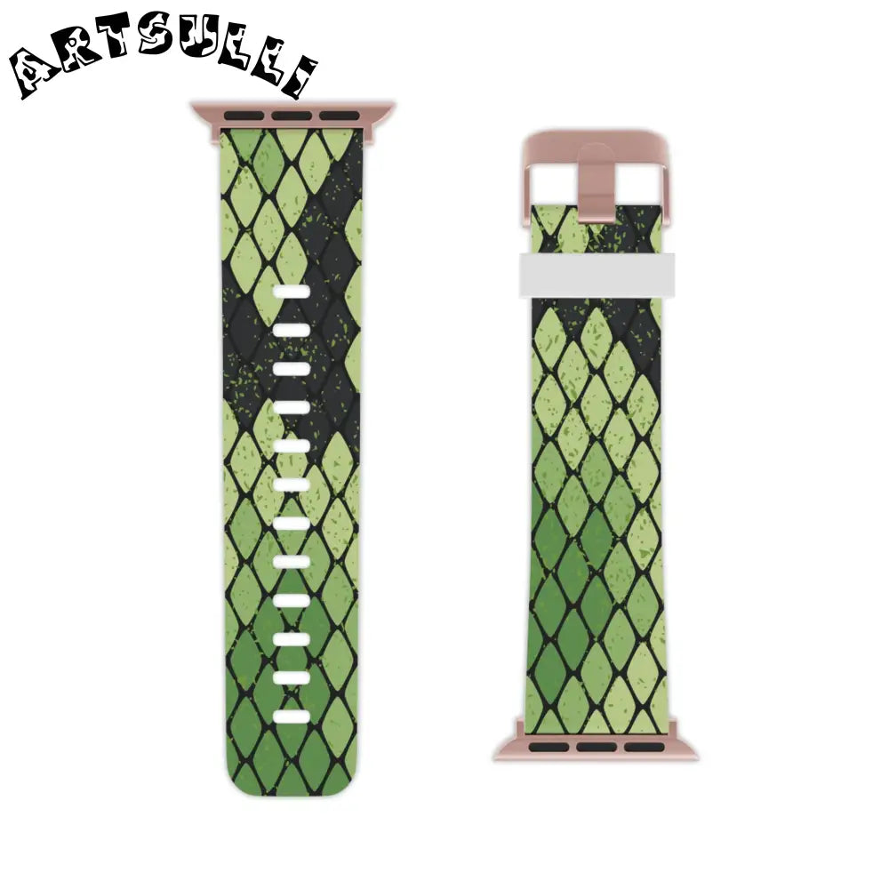 JAKKOUTTHEBXX Snake Skin Green and Black Watch Band for Apple Watch