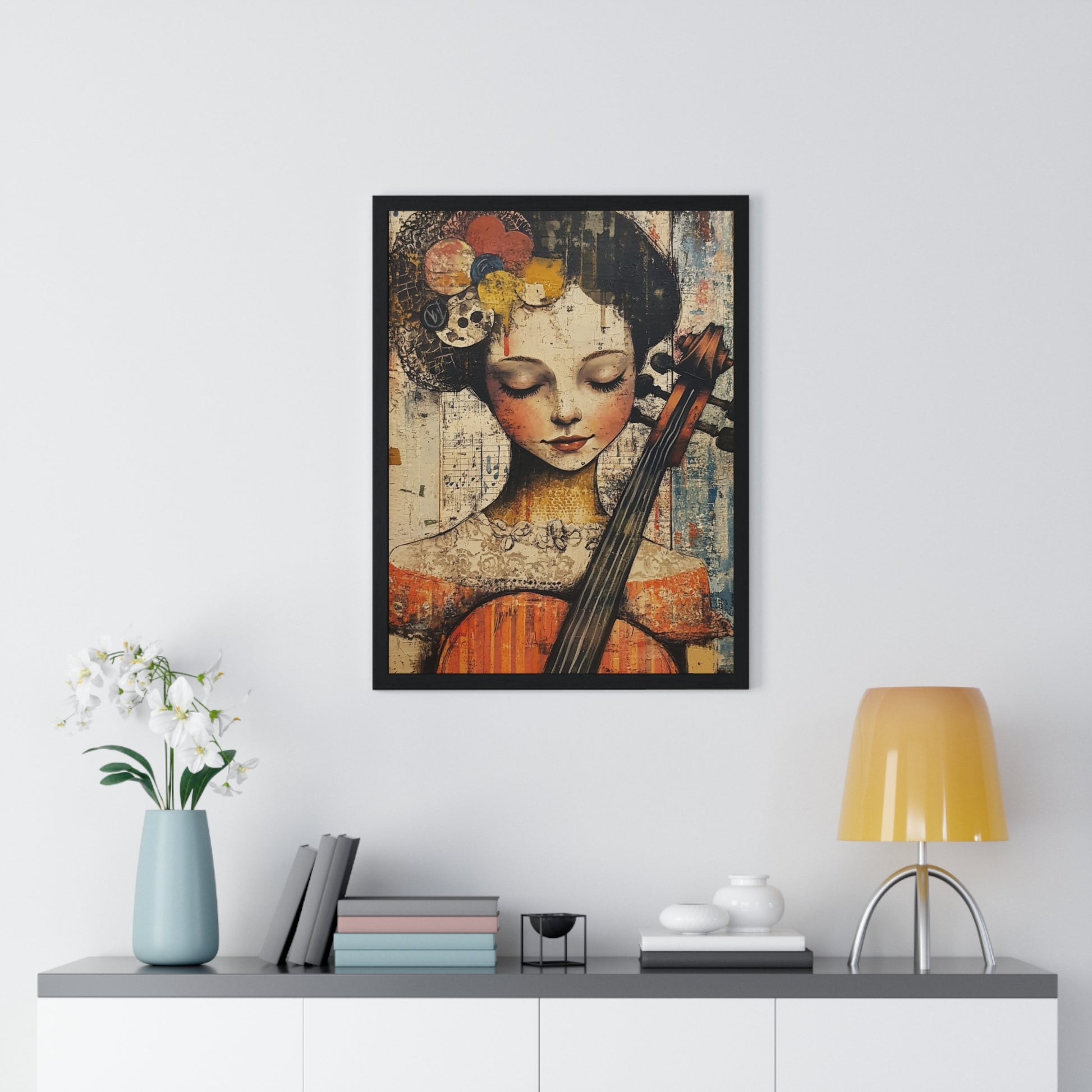 Girl With A Violin Vertical Framed Poster, Artsulli - Art is Long, Life is Short, Poster, , , , , , , 