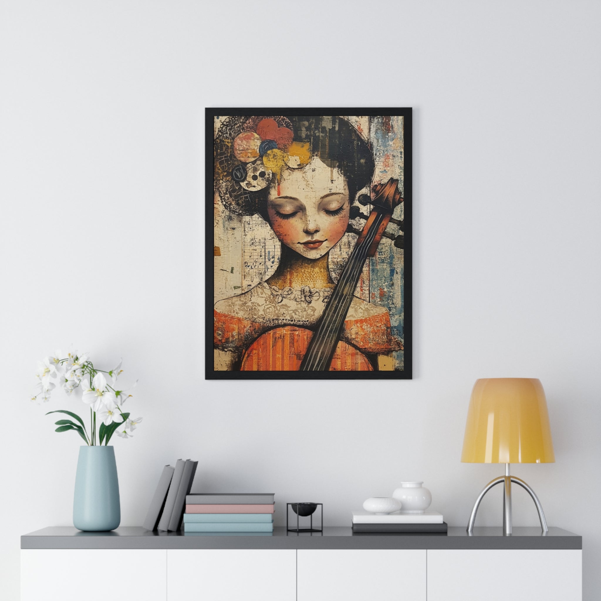 Girl With A Violin Vertical Framed Poster, Artsulli - Art is Long, Life is Short, Poster, , , , , , , 