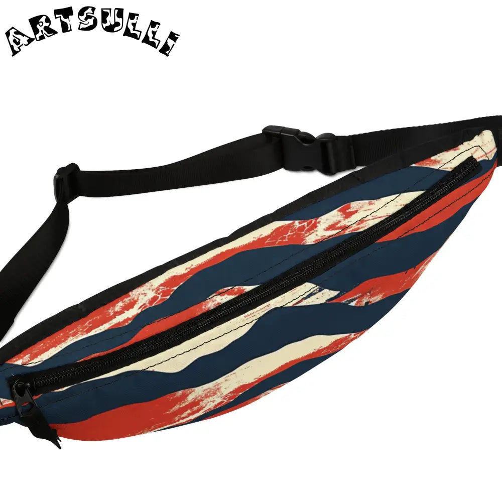 JAKKOUTTHEBXX Abstract Red White and Blue Art Printed Fanny Pack