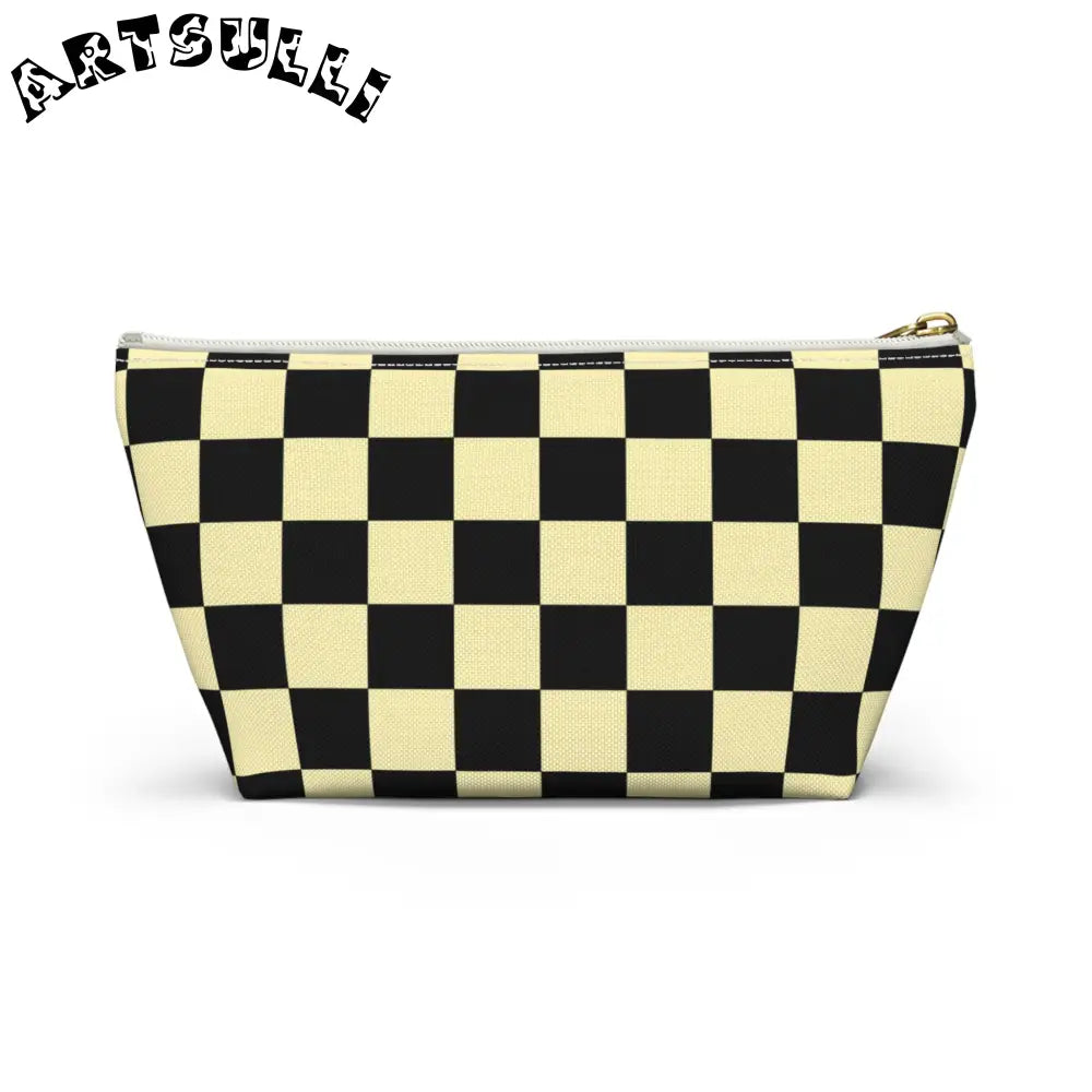 JAKKOUTTHEBXX Checkerboard Black and Yellow Accessory Pouch w