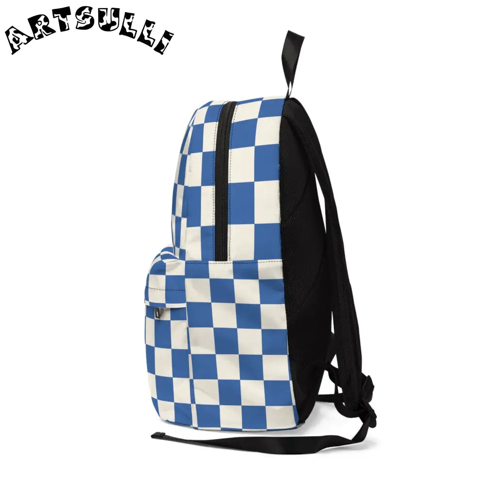 JAKKOUTTHEBXX Checkerboard Blue Unisex Classic Backpack