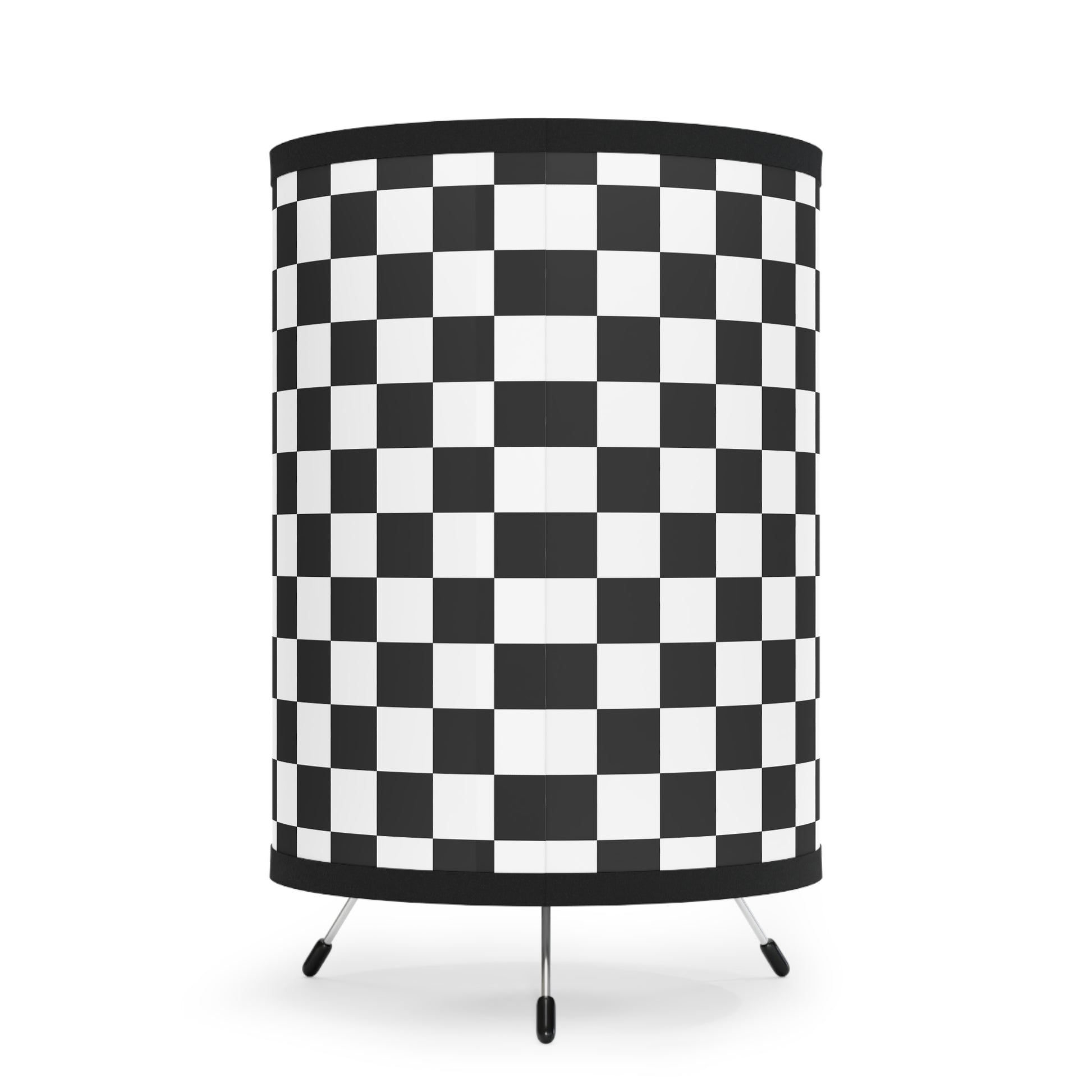 Checkerboard Black and White Tripod Lamp with High-Res Printed Shade, US\CA plug, Artsulli - Art is Long, Life is Short, Home Decor, , , , , , , 