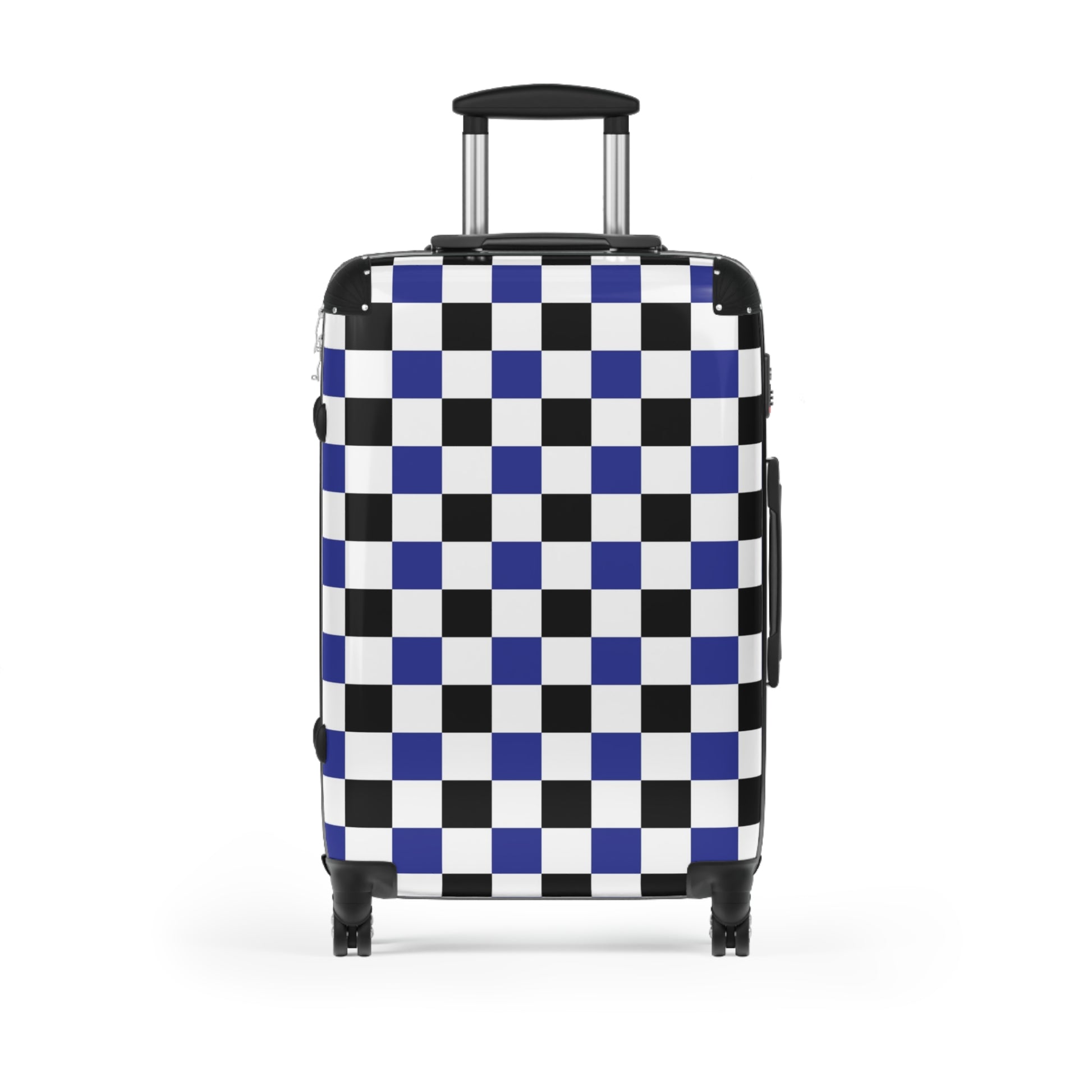 Checkerboard Blue White and Black Suitcase, Artsulli - Art is Long, Life is Short, Bags, Size, Medium, Color, Black, , , 26212073879963868487