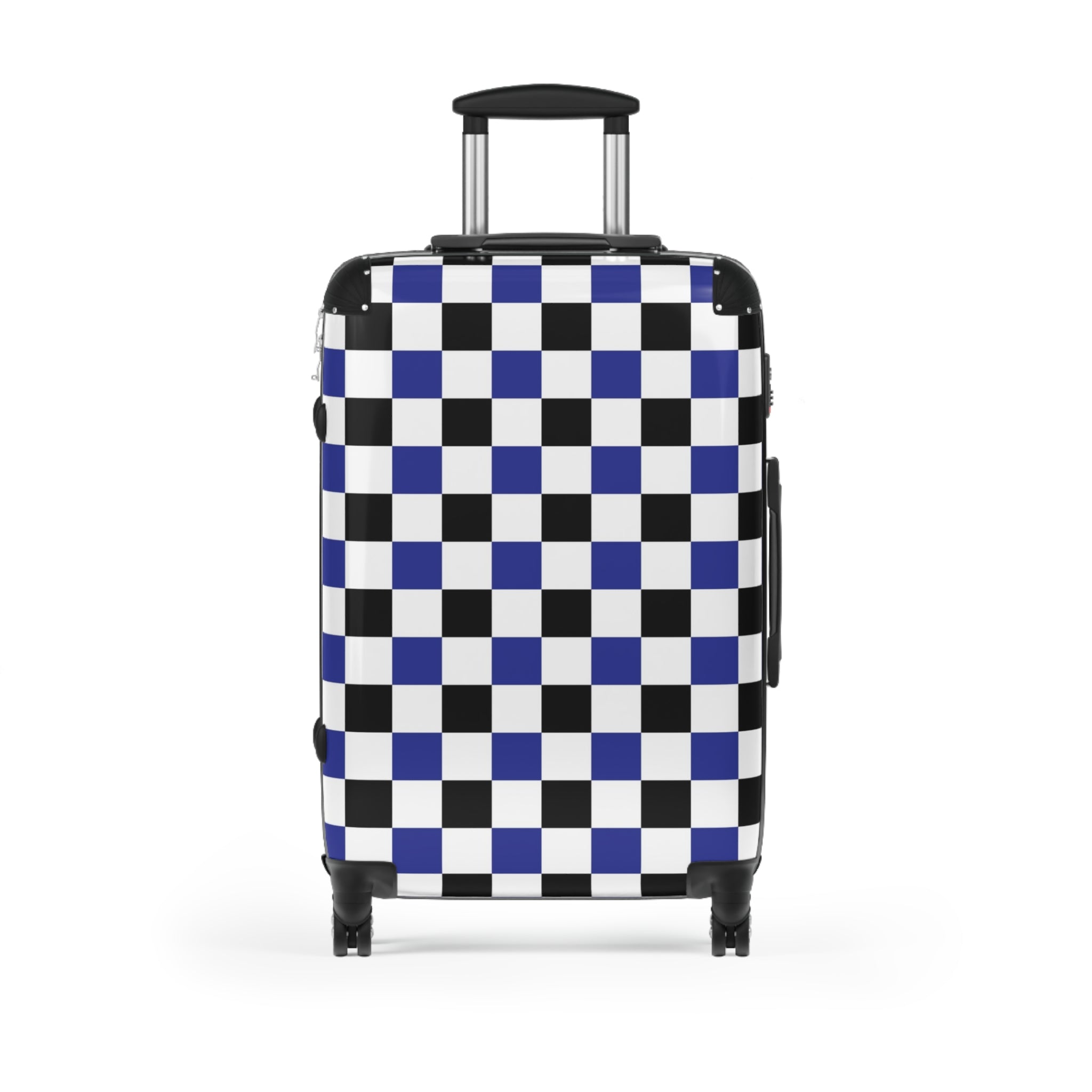 Checkerboard Blue White and Black Suitcase, Artsulli - Art is Long, Life is Short, Bags, Size, Medium, Color, Black, , , 26212073879963868487