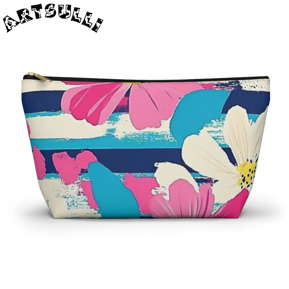 JAKKOUTTHEBXX Dayglo Floral Stripes Multi-Color Accessory Pouch w