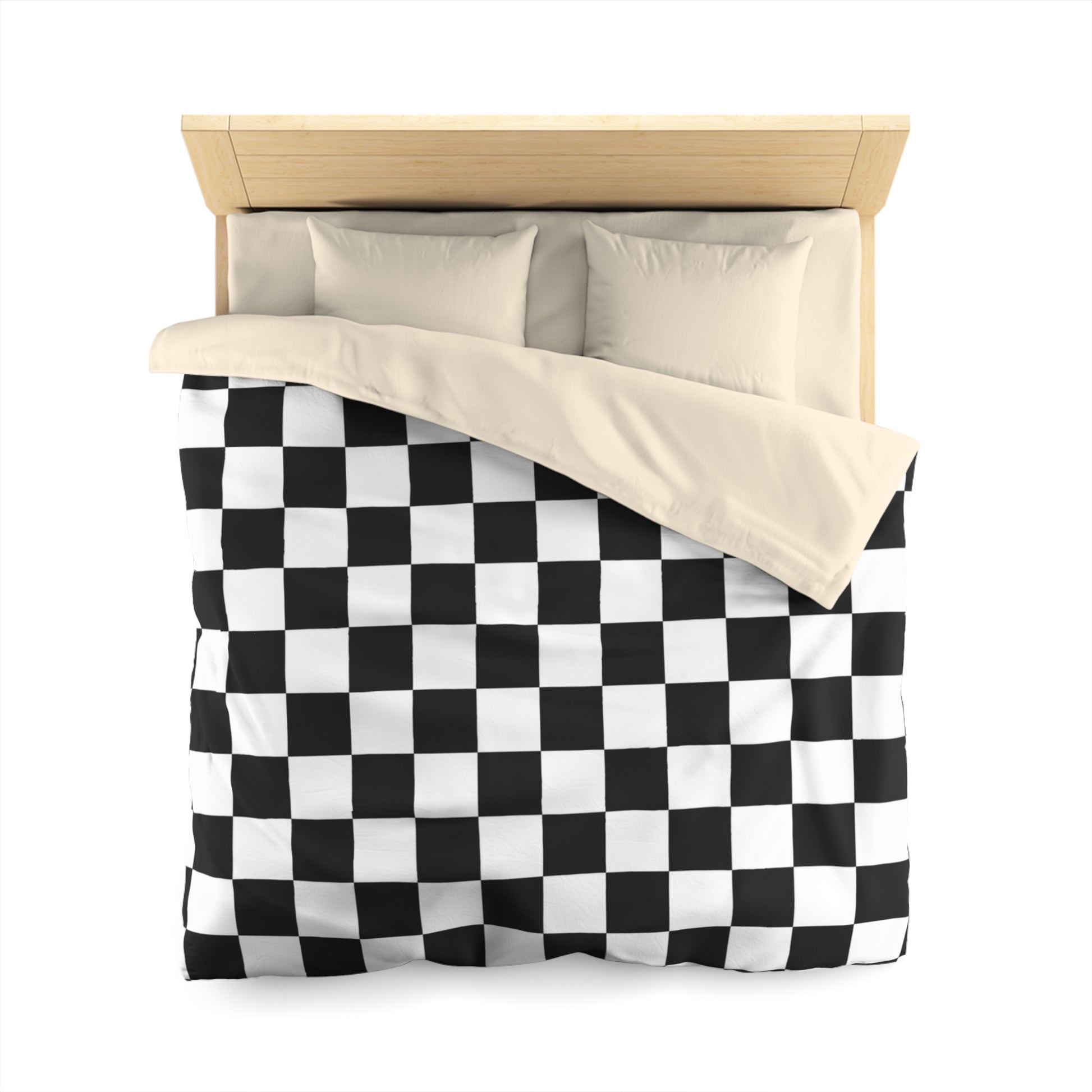 Checkerboard White and Black Microfiber Duvet Cover, Artsulli - Art is Long, Life is Short, Home Decor, , , , , , , 