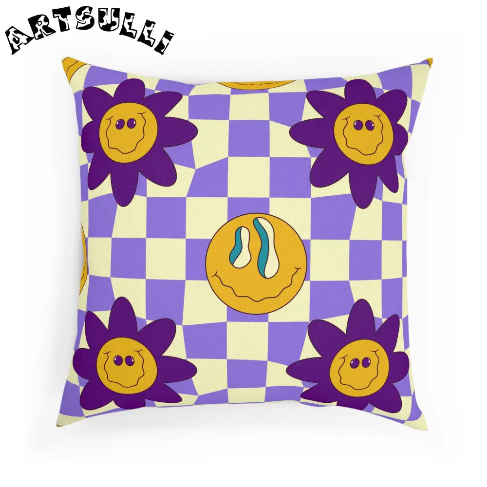 JAKKOUTTHEBXX Trippy Flower Power Motifs Pink Cushion JAKKOUTTHEBXX