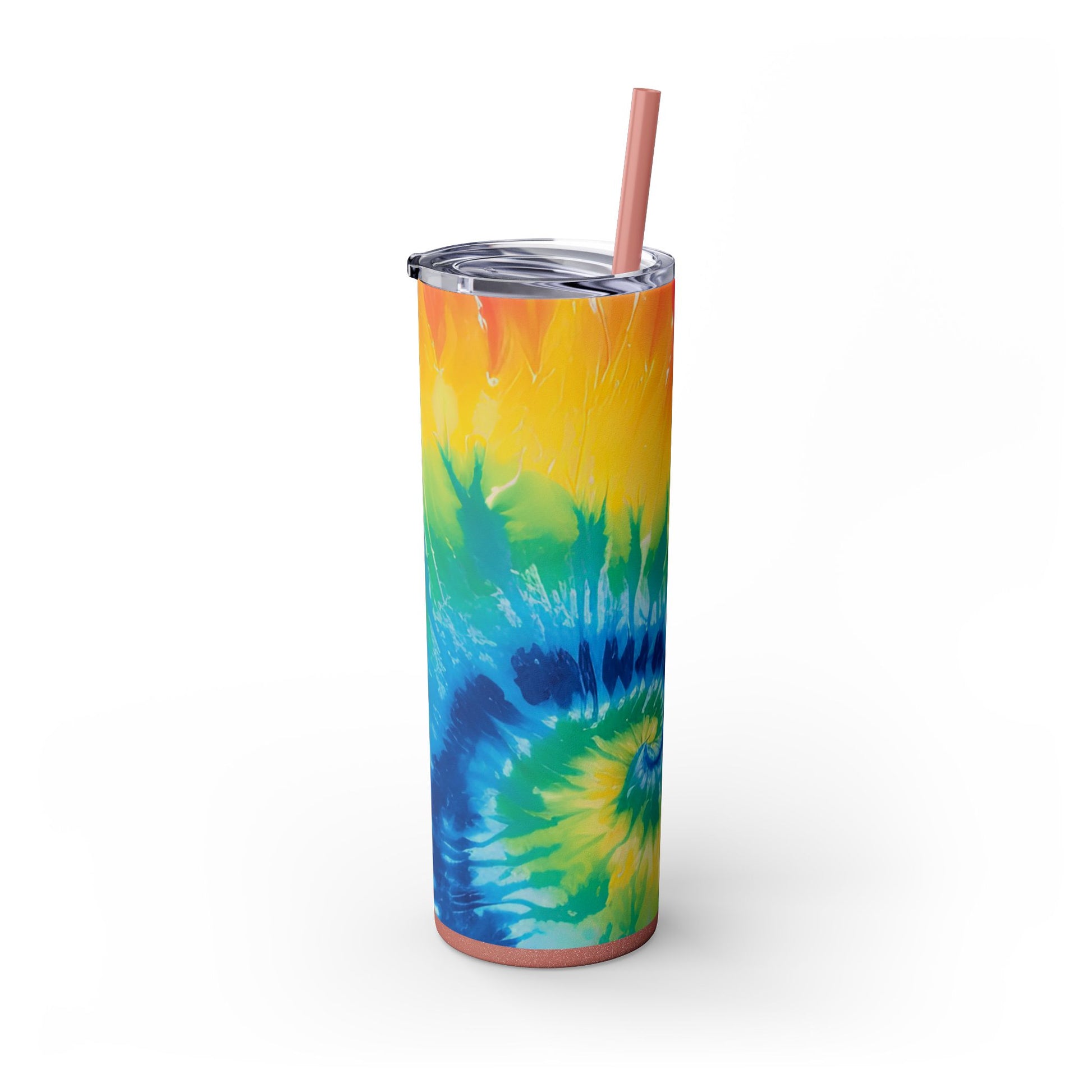 Tie Dye Skinny Tumbler with Straw, 20oz, Artsulli - Art is Long, Life is Short, Mug, , , , , , , 
