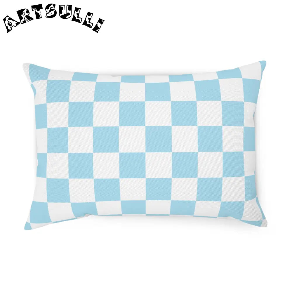 JAKKOUTTHEBXX Checkerboard Sky Blue Cushion JAKKOUTTHEBXX Artsulli